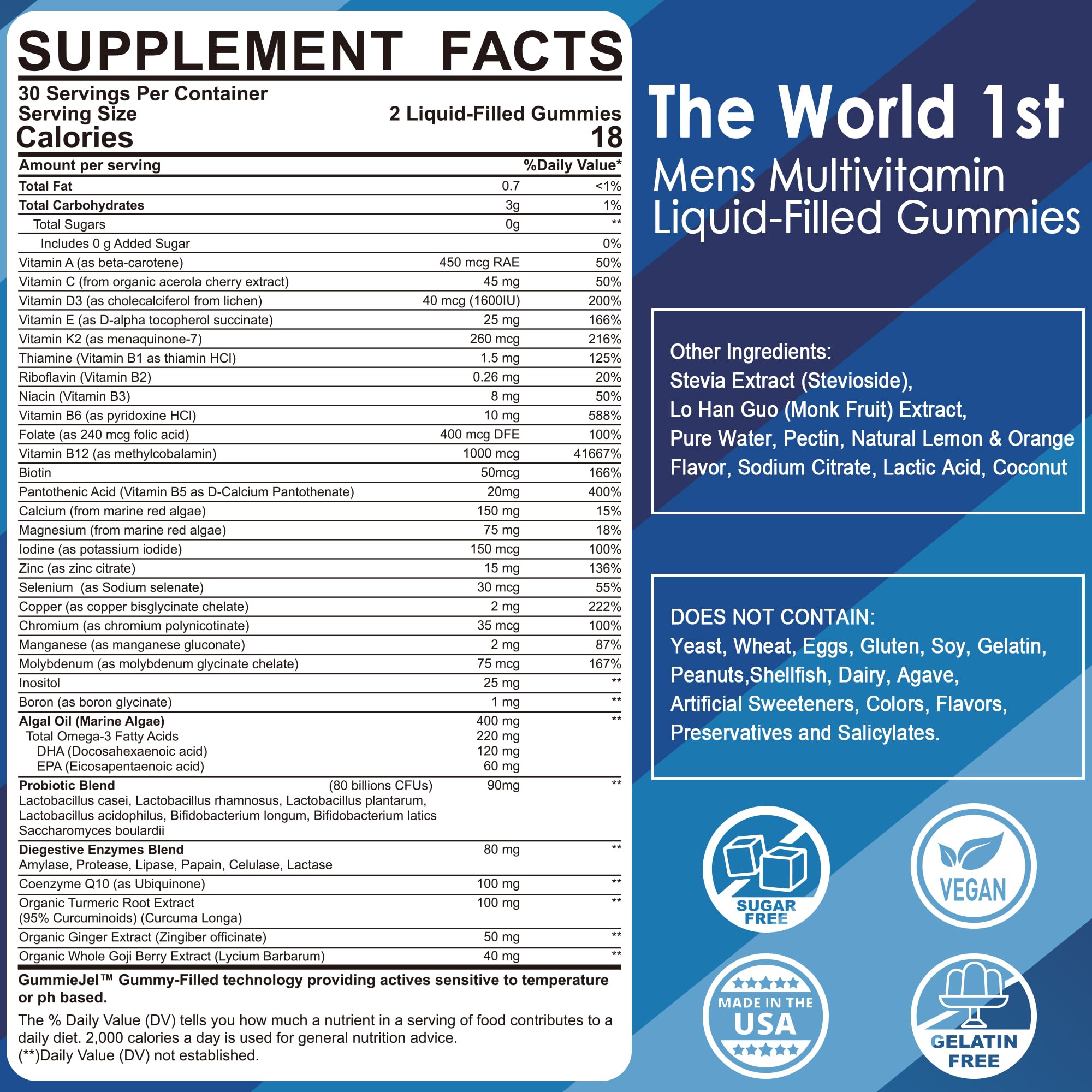 Foto 3 pulgar | Gomitas Multivitamínicas Lilicare Para Hombres Con Omega 3 Y Probióticos - Venta Internacional.