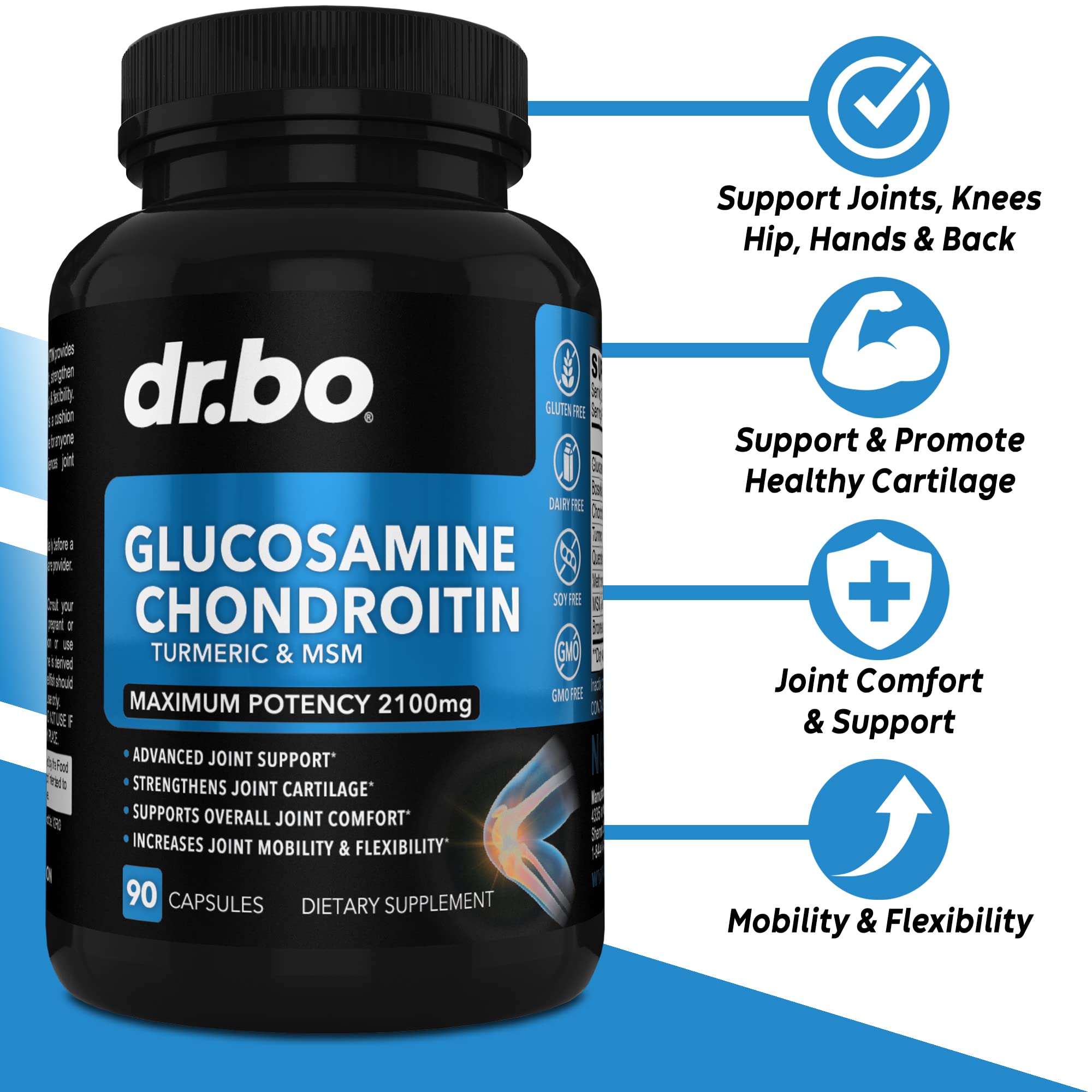 Foto 2 | Suplemento Para La Salud De Las Articulaciones Dr. Bo Glucosamina Y Condroitina - Venta Internacional.