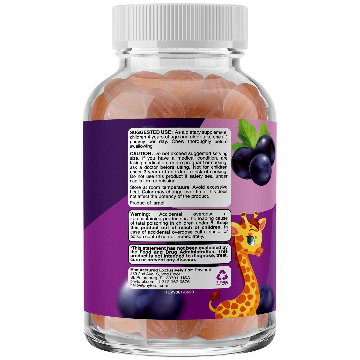Foto 2 | Gominolas De Hierro Phytoral Kids Con Vitamina C, 60 Unidades, Veganas - Venta Internacional.