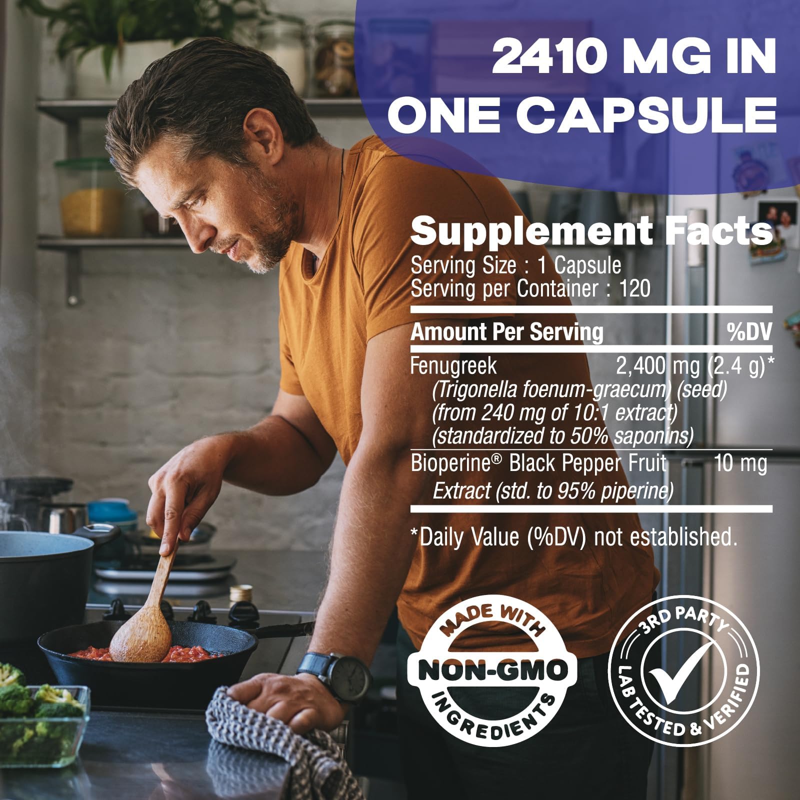 Foto 5 pulgar | Suplemento Comfy Health, Cápsulas De Fenogreco, 2410 Mg, 120 Unidades - Venta Internacional.