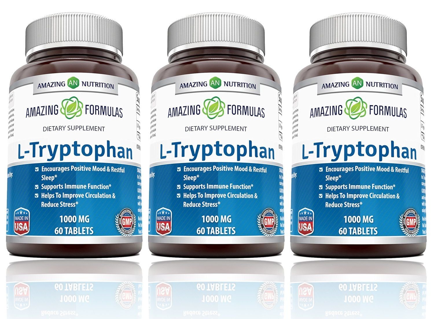 Foto 2 pulgar | Suplemento De Tabletas De L-triptófano De 1000 Mg De Amazing Formulas X60 - Venta Internacional.