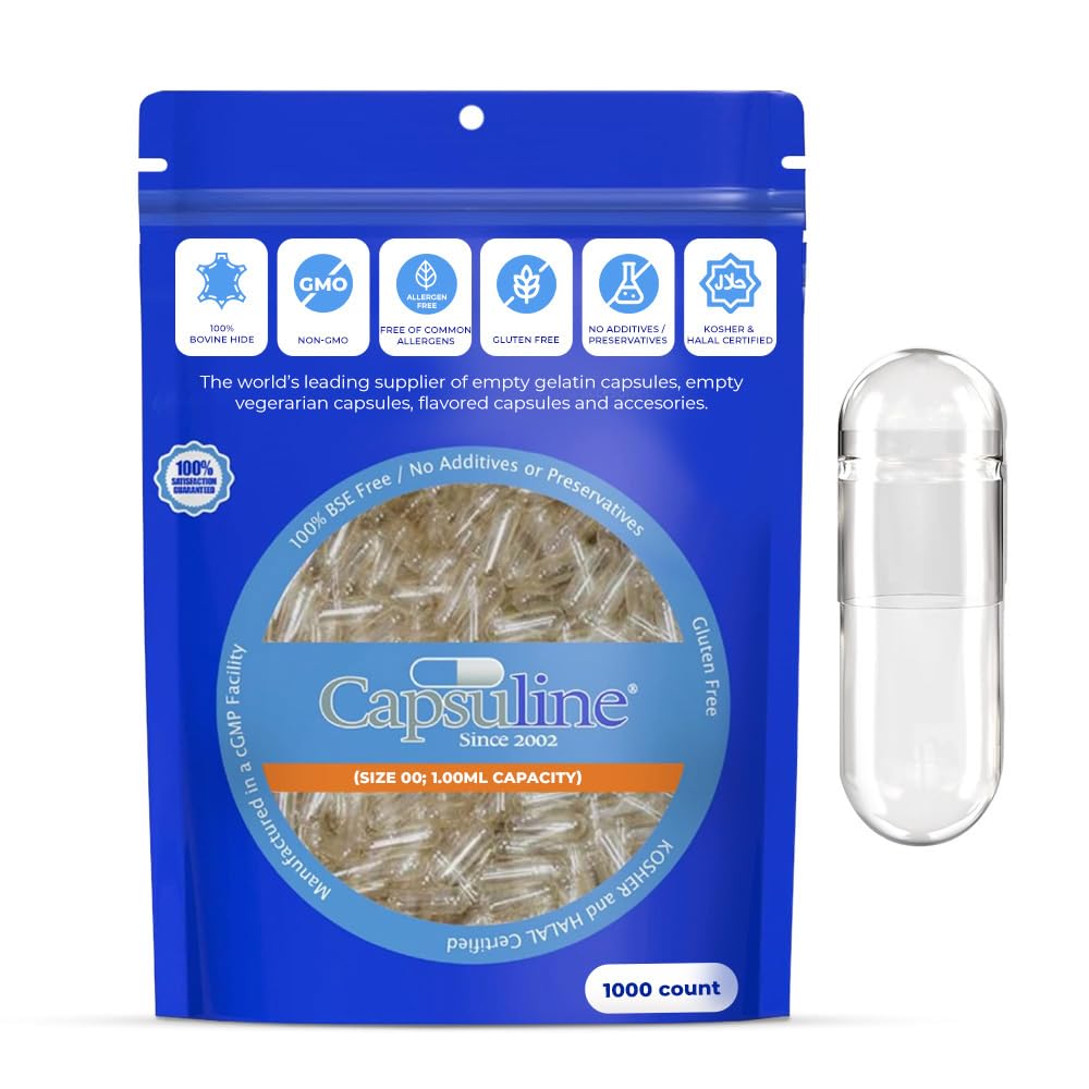 Foto 2 pulgar | Cápsulas De Gelatina Capsuline Clear, Tamaño 00 — 1000 Unidades - Venta Internacional.
