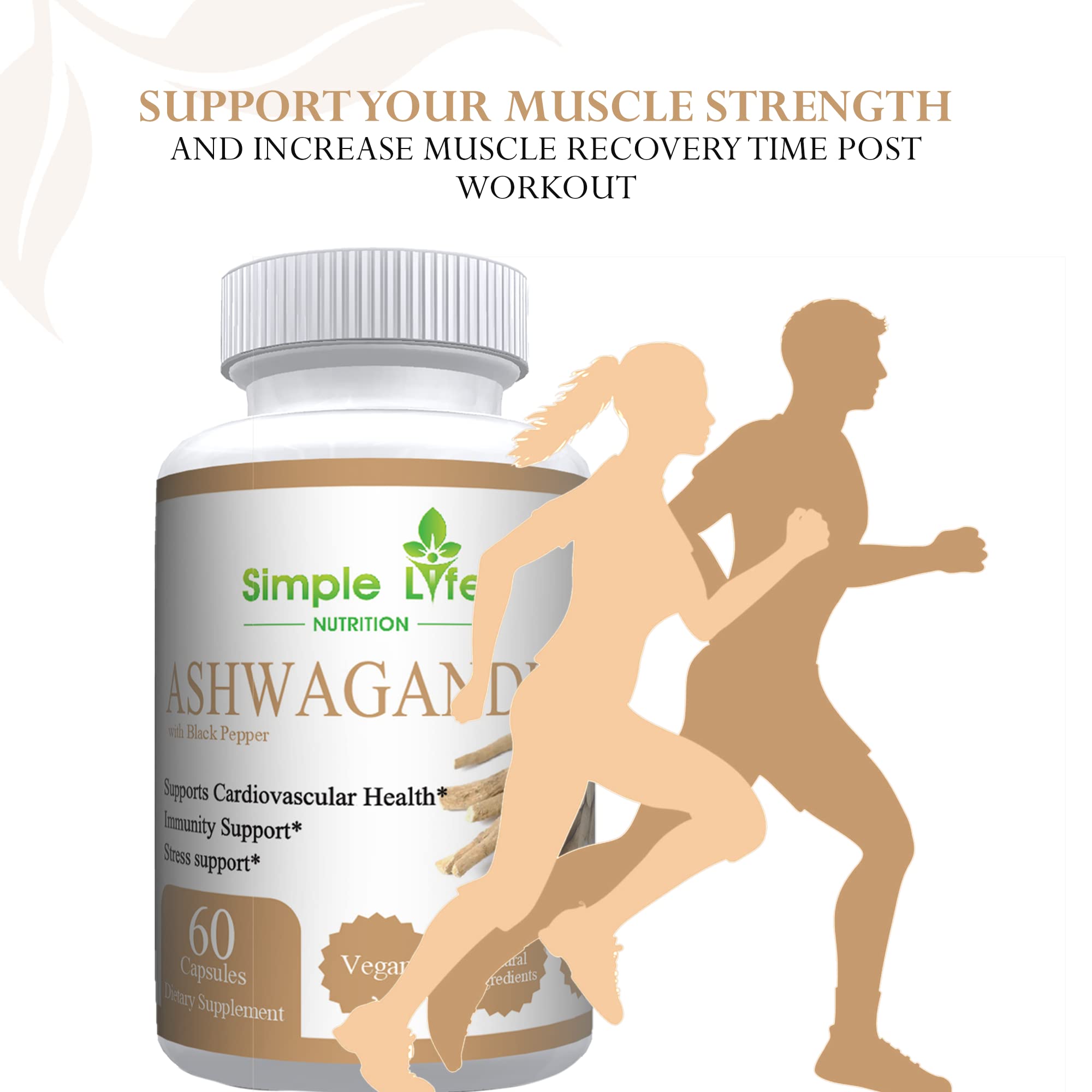 Foto 6 pulgar | Suplemento De Ashwagandha Orgánica Simple Life Nutrition 1300 Mg - Venta Internacional.