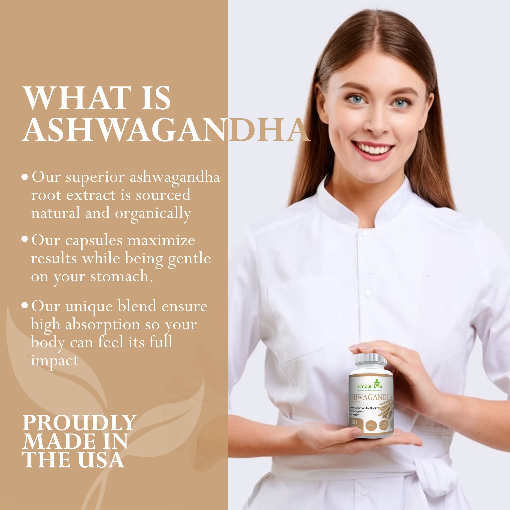 Foto 6 | Suplemento De Ashwagandha Orgánica Simple Life Nutrition 1300 Mg - Venta Internacional.