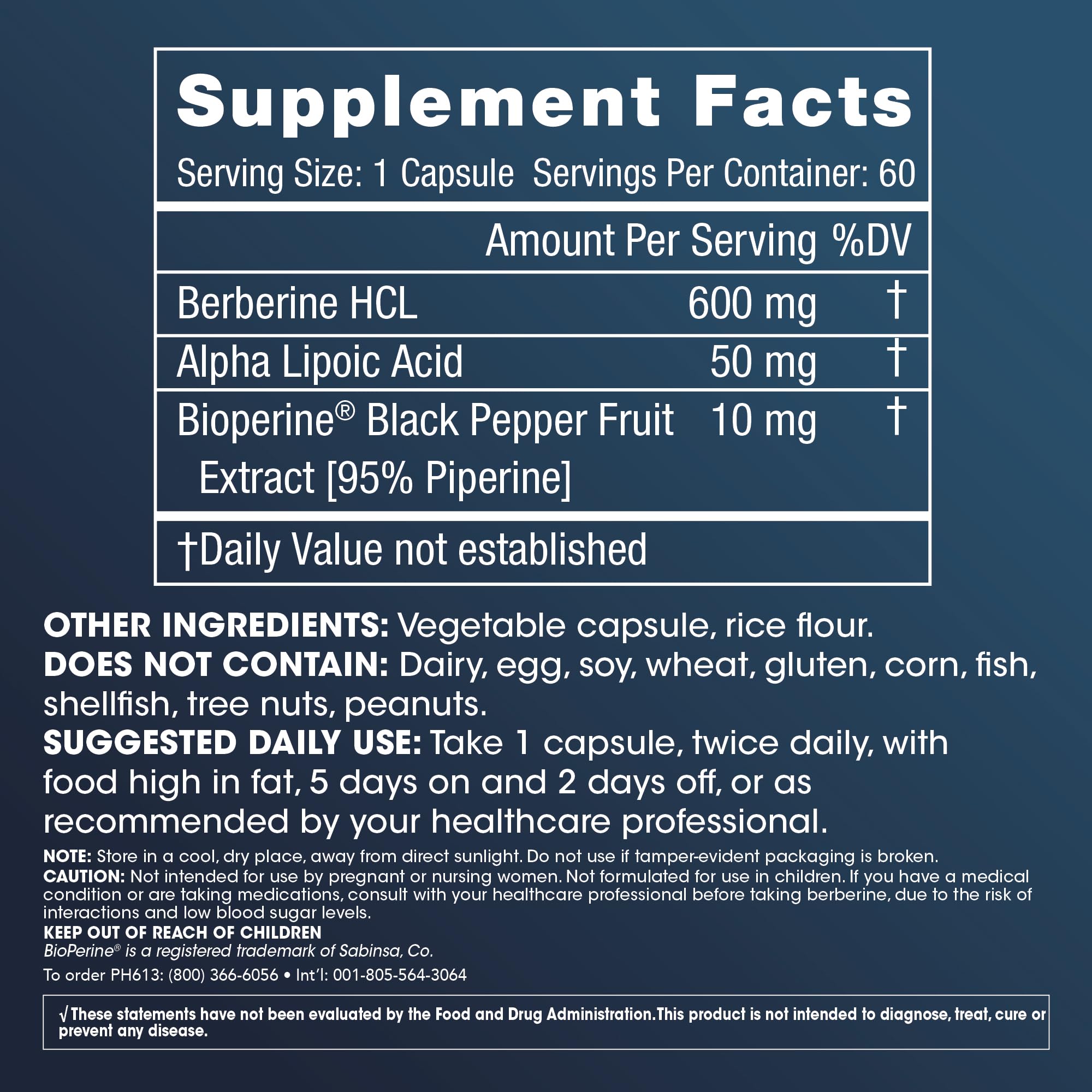 Foto 5 pulgar | Suplemento Prohealth Berberine Pro 1200 Mg Con Ácido Alfa Lipoico - Venta Internacional.