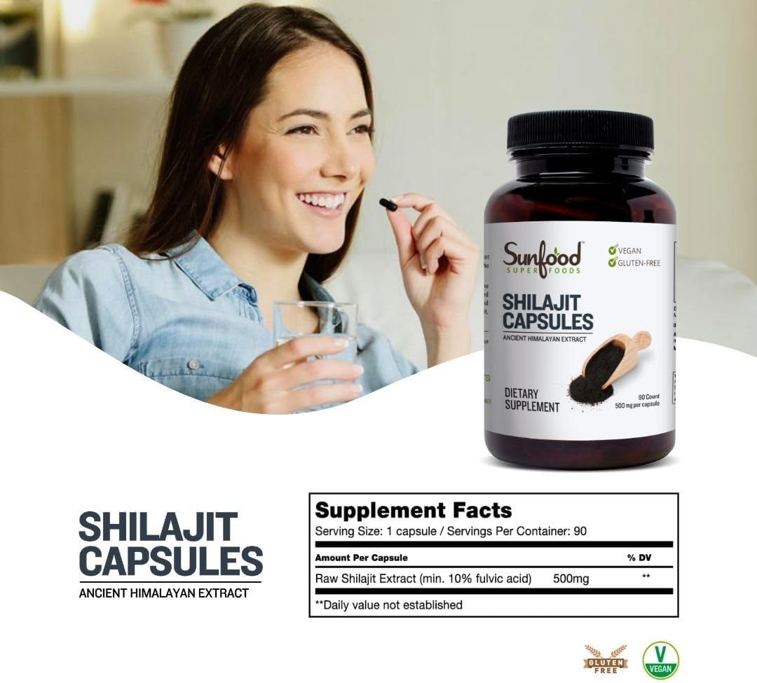 Foto 3 pulgar | Suplemento Sunfood Superfoods, Cápsulas De Shilajit, 90 Cápsulas - Venta Internacional.
