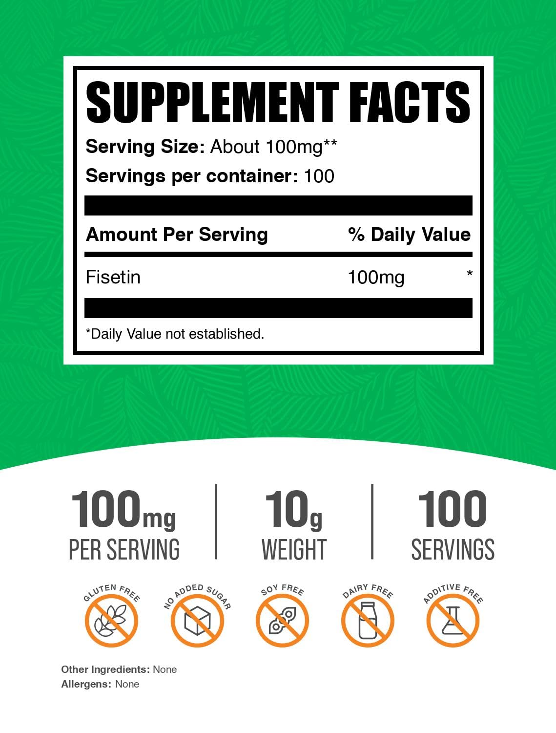 Foto 3 pulgar | Suplemento Bulksupplements.com Fisetina En Polvo 10 G (100 Mg/porción) - Venta Internacional.