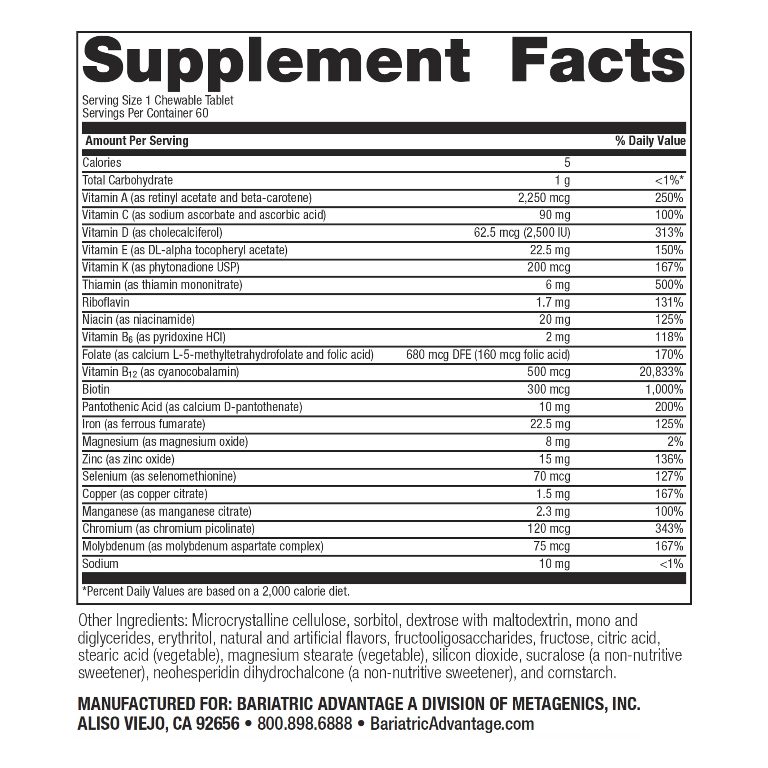 Foto 3 pulgar | Multivitamínicos Masticables Bariatric Advantage High Adek Con Hierro - Venta Internacional.
