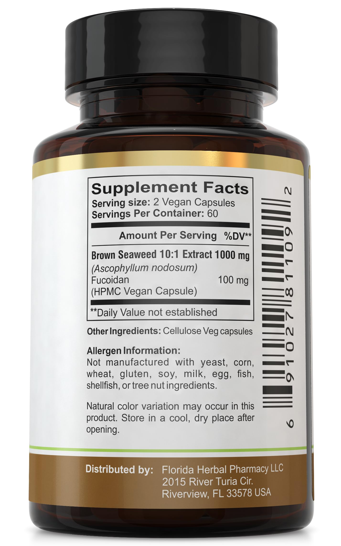 Foto 3 | Suplemento De Extracto De Fucoidán De Florida Herbal Pharmacy 120 Cápsulas - Venta Internacional.