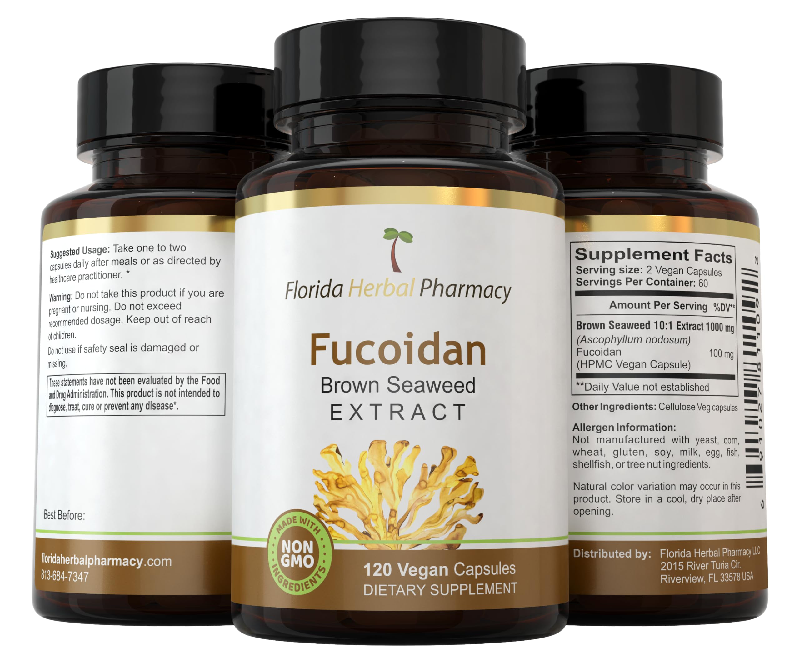 Foto 5 pulgar | Suplemento De Extracto De Fucoidán De Florida Herbal Pharmacy 120 Cápsulas - Venta Internacional.
