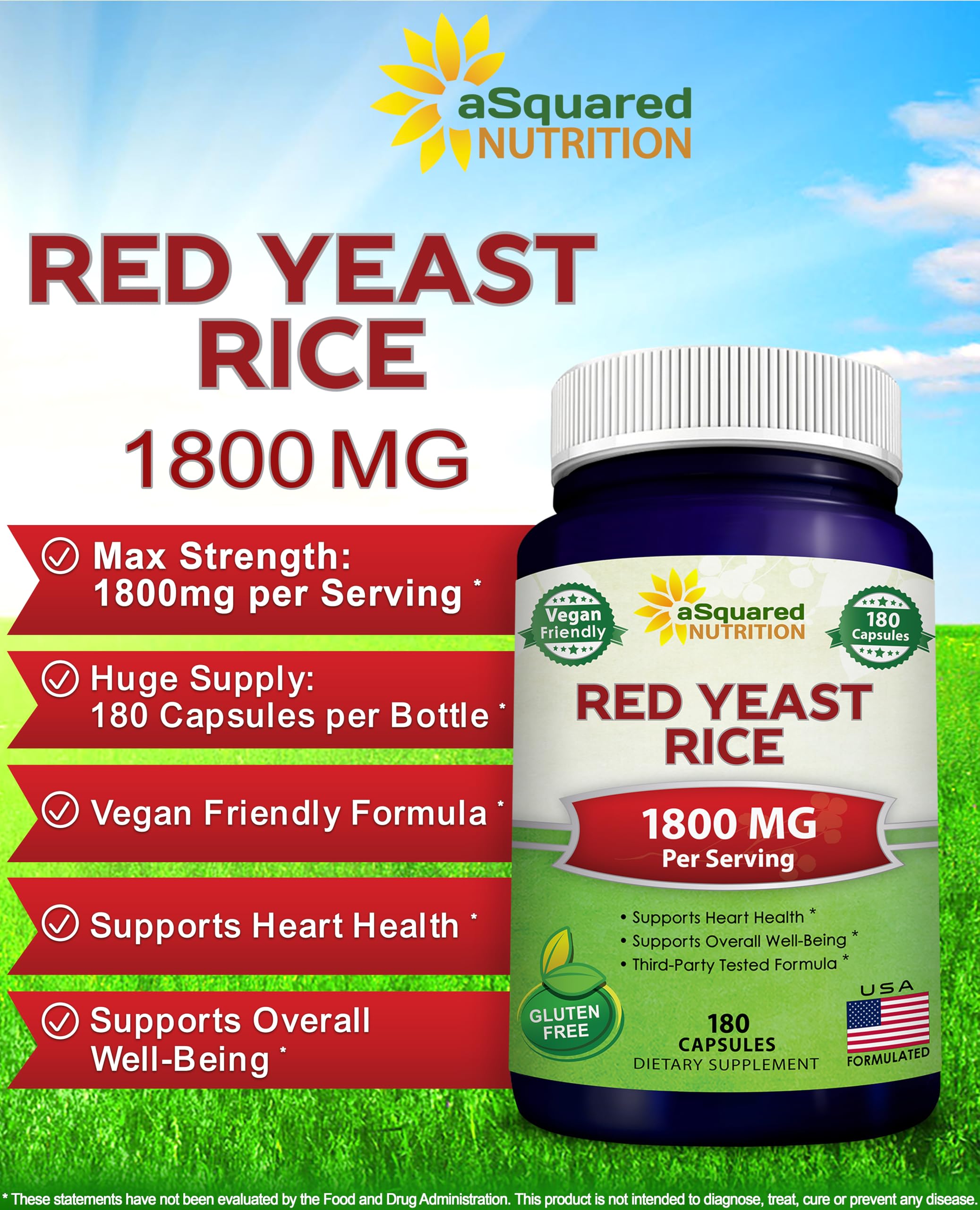 Foto 3 | Suplemento Dietético Squared Nutrition, Levadura Roja, Arroz, 1800 Mg - Venta Internacional.
