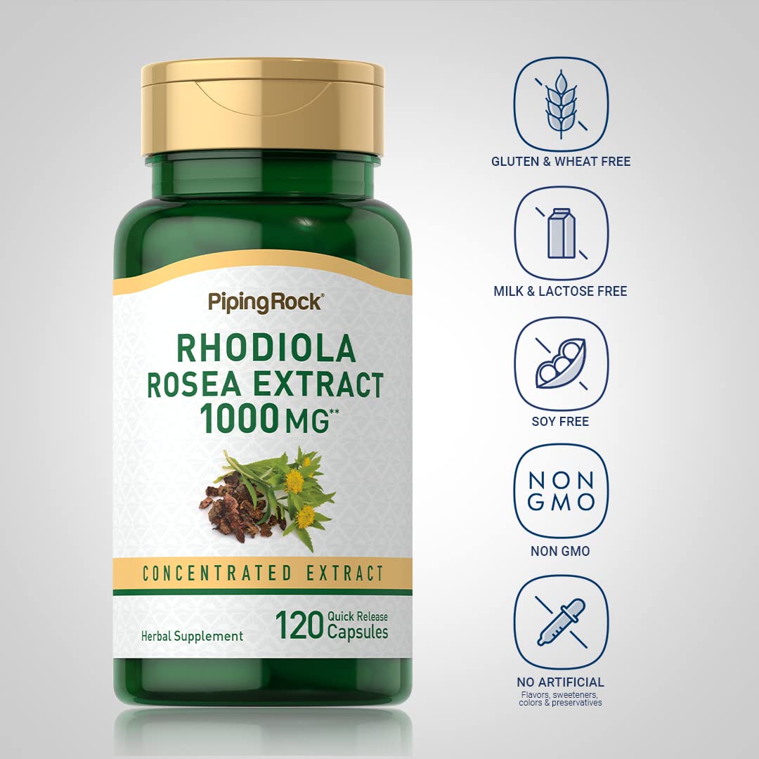Foto 4 pulgar | Suplemento De Extracto De Rhodiola Rosea De Piping Rock, 1000 Mg, 120 Cápsulas - Venta Internacional.