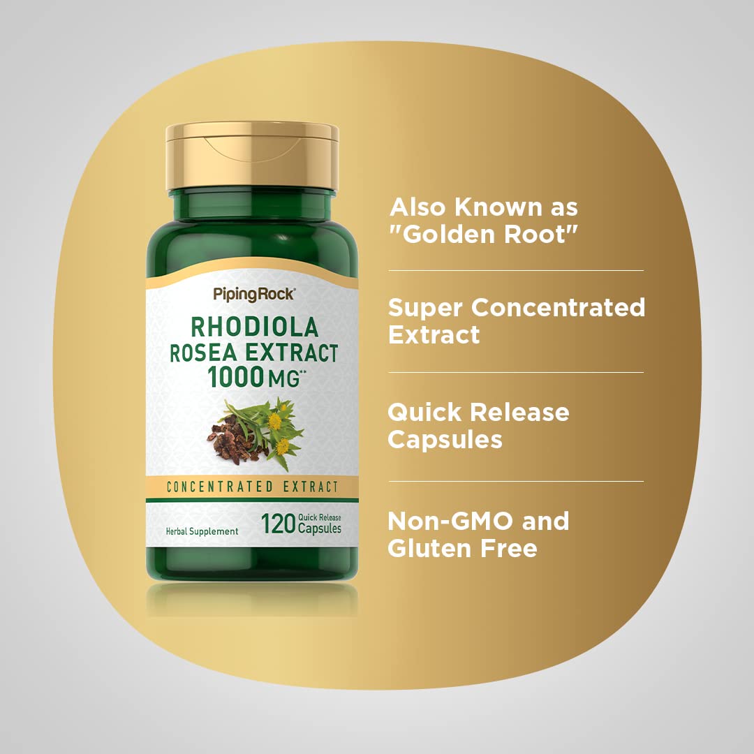 Foto 4 | Suplemento De Extracto De Rhodiola Rosea De Piping Rock, 1000 Mg, 120 Cápsulas - Venta Internacional.