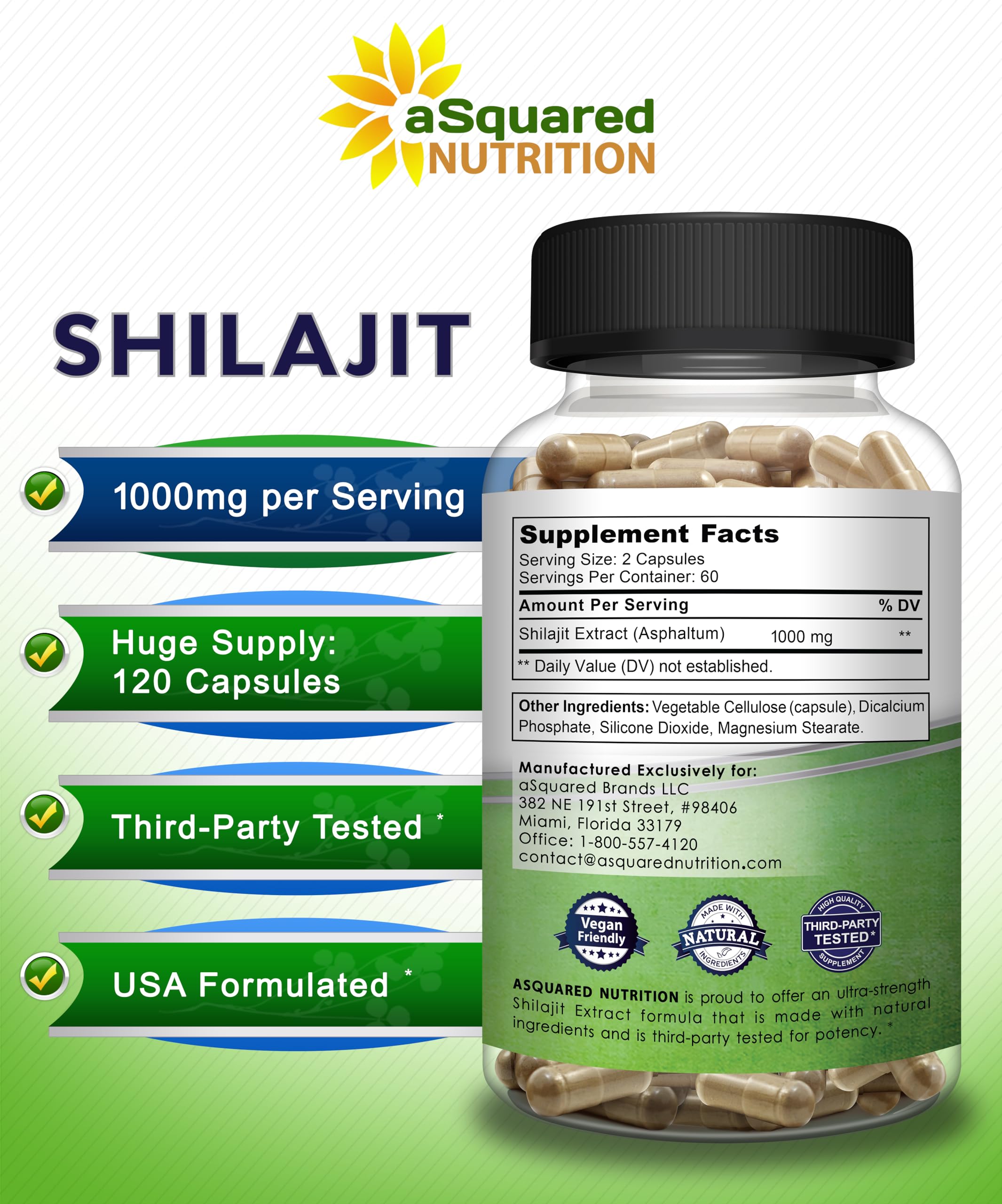Foto 6 pulgar | Suplemento Squared Nutrition Shilajit 1000 Mg 120 Cápsulas - Venta Internacional.