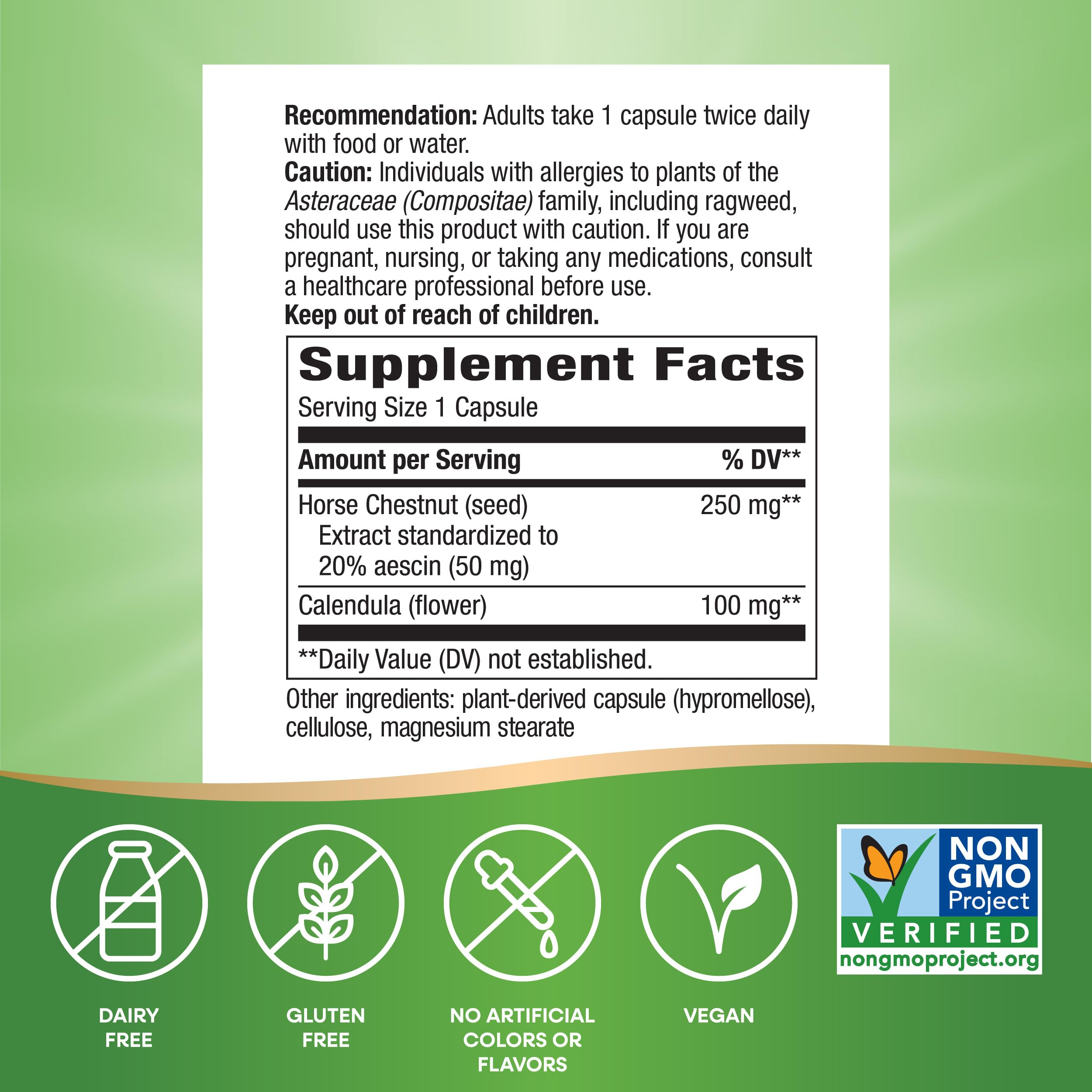 Foto 6 pulgar | Suplemento De Extracto De Castaño De Indias Nature's Way 250 Mg 90 Cápsulas - Venta Internacional.