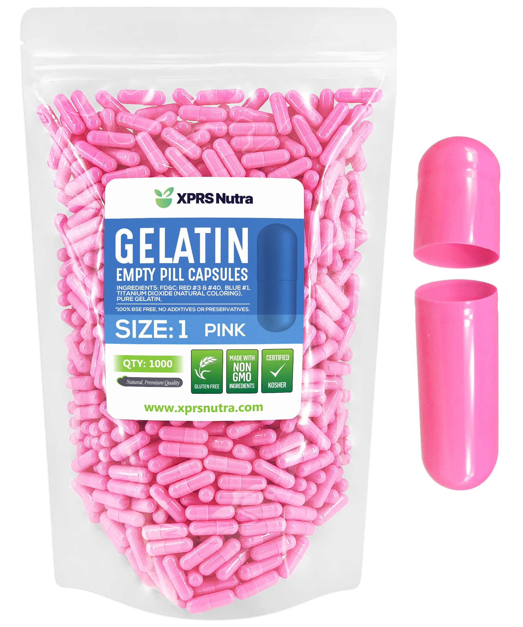 Foto 2 pulgar | Cápsulas Vacías Xprs Nutra, Tamaño 1, 1000 Unidades, Gelatina Rosa - Venta Internacional.