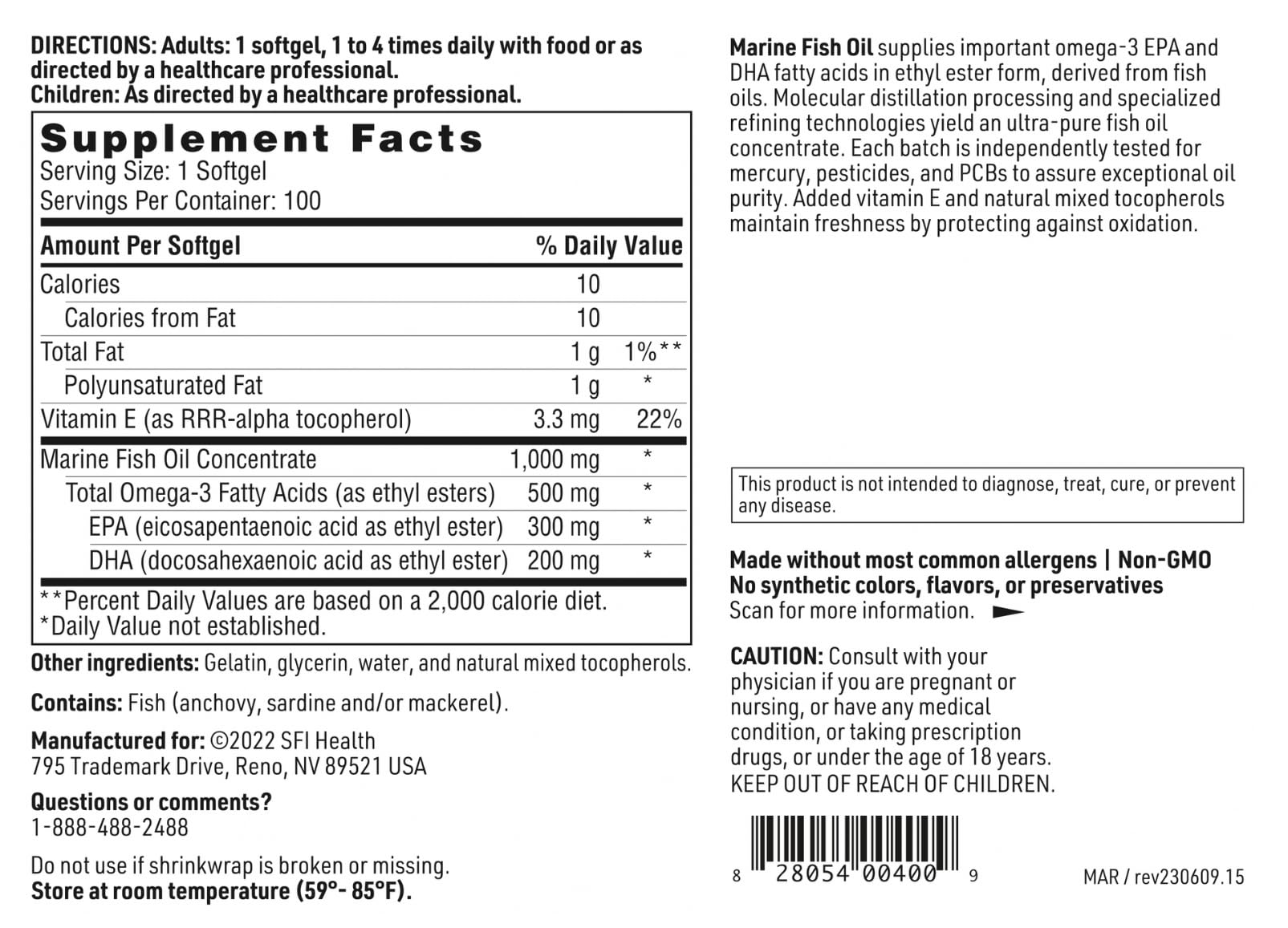 Foto 5 pulgar | Suplemento De Aceite De Pescado Marino De Klaire Labs 100 Cápsulas Blandas - Venta Internacional.