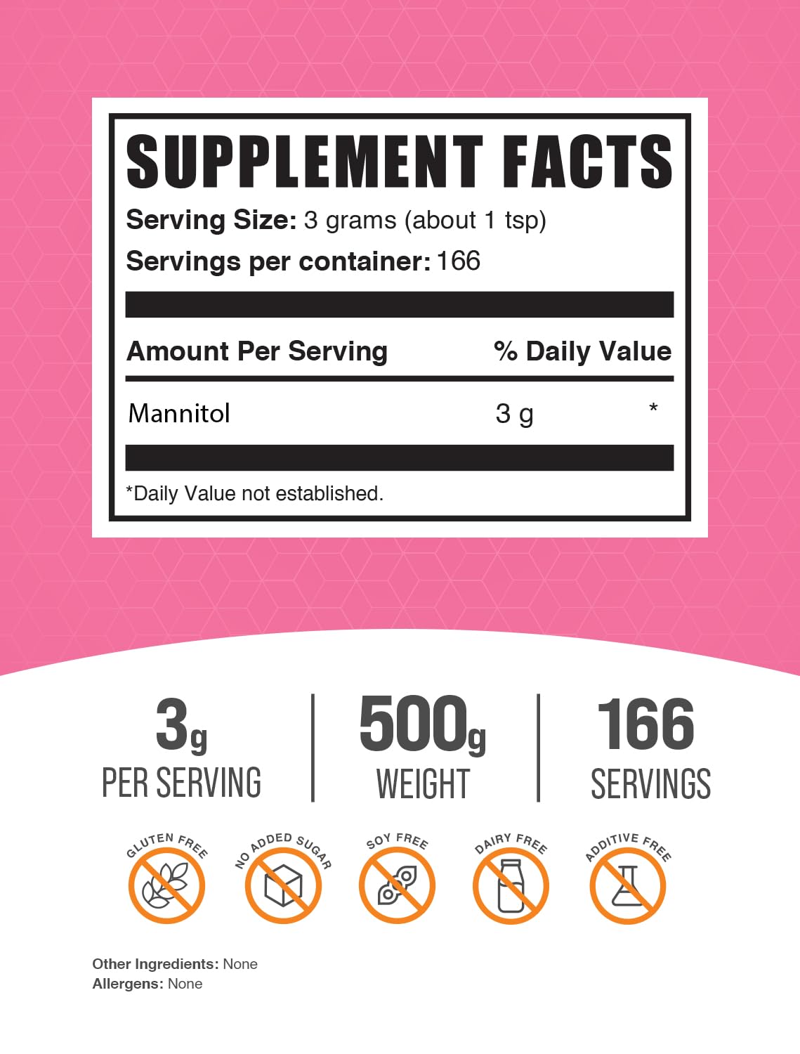 Foto 3 pulgar | Suplemento Bulksupplements.com Manitol En Polvo 500 G - Venta Internacional.