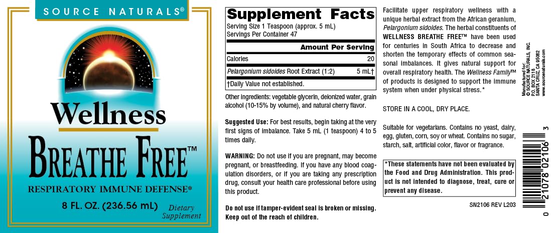 Foto 5 pulgar | Suplemento Source Naturals Wellness Breathe Free 240 Ml - Venta Internacional.