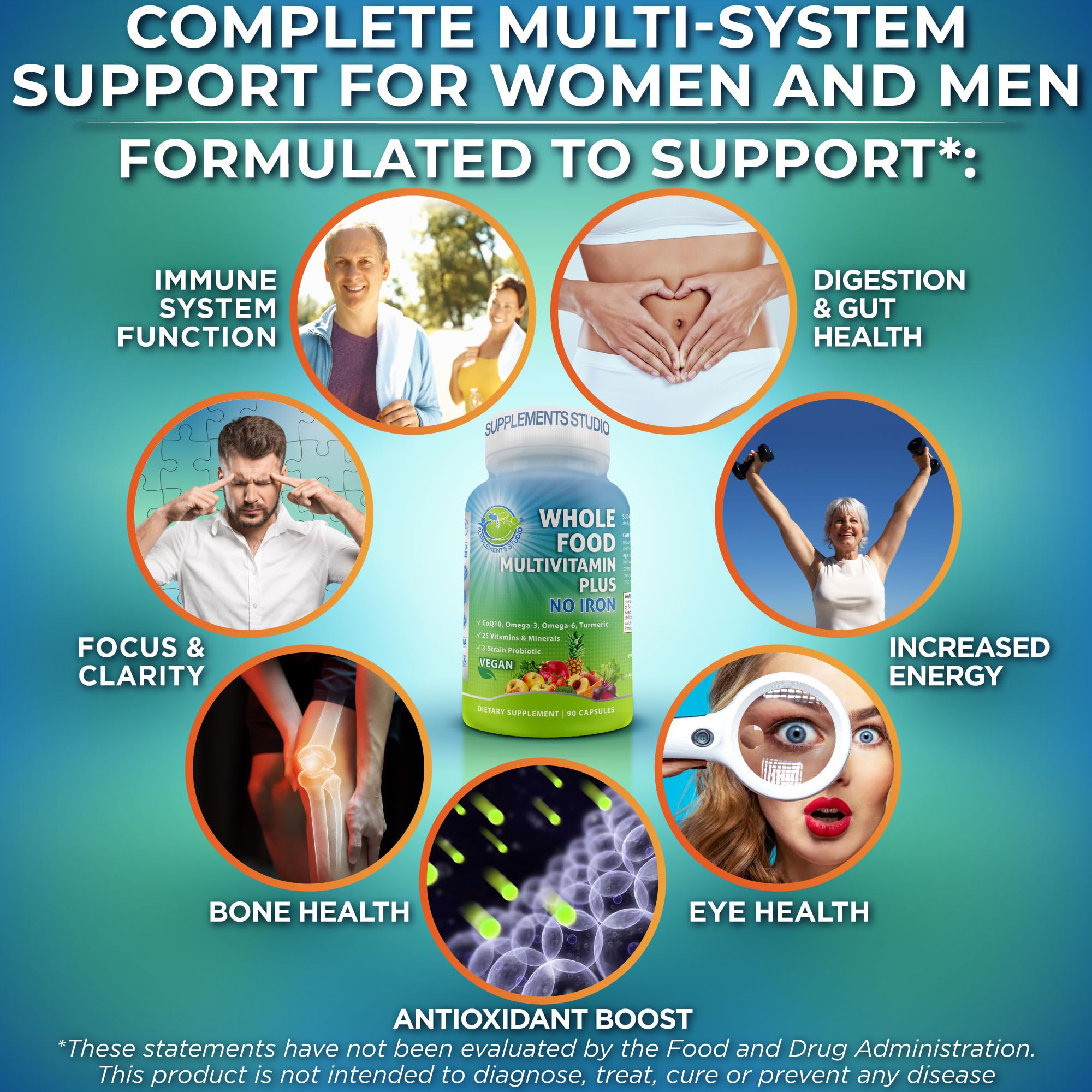Foto 3 | Multivitamínico Vegano De Alimentos Integrales Supplements Studio 90 Comprimidos - Venta Internacional.