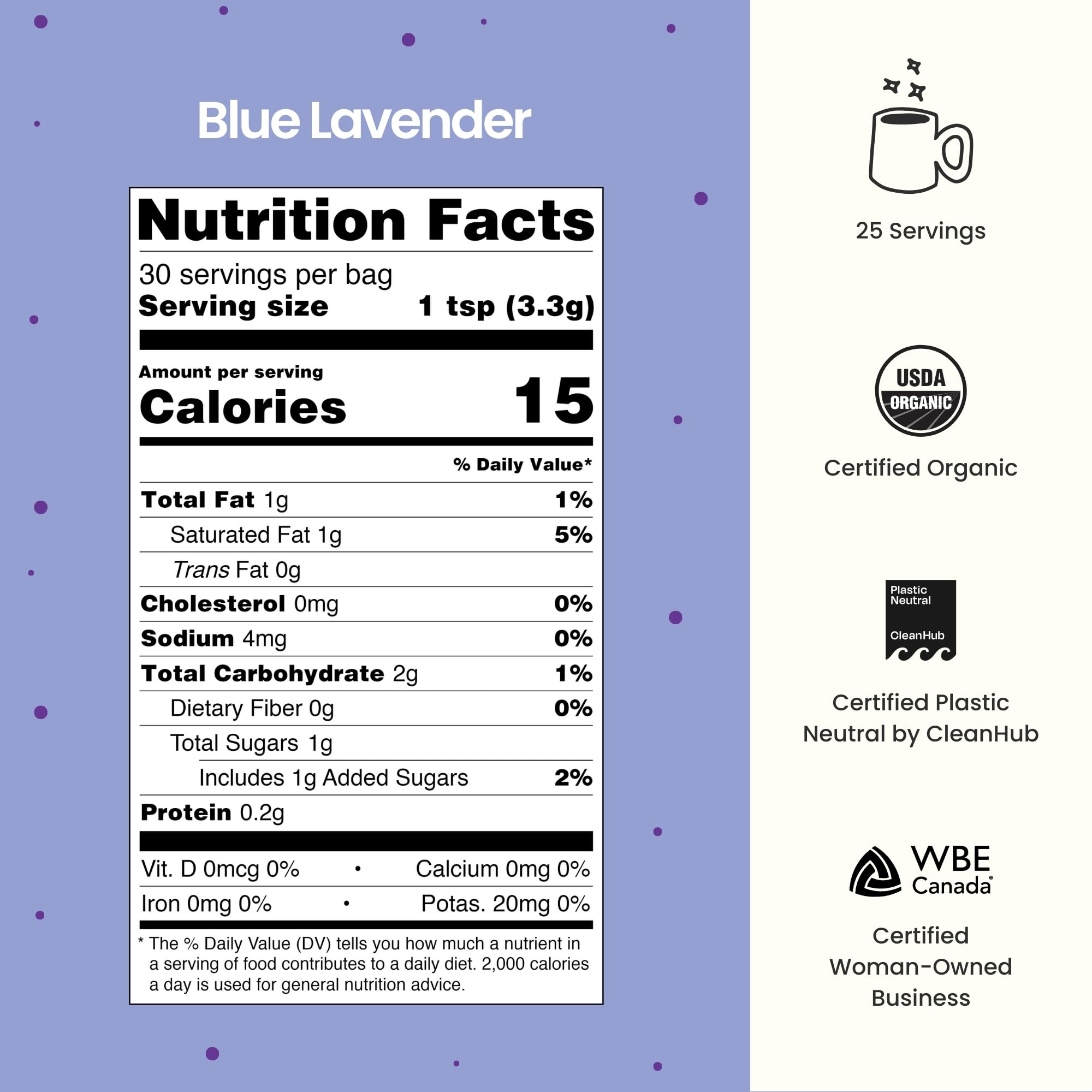 Foto 2 | Drink Mix Blume Blue Lavender Latte Con Espirulina Azul, 25 Dosis - Venta Internacional.