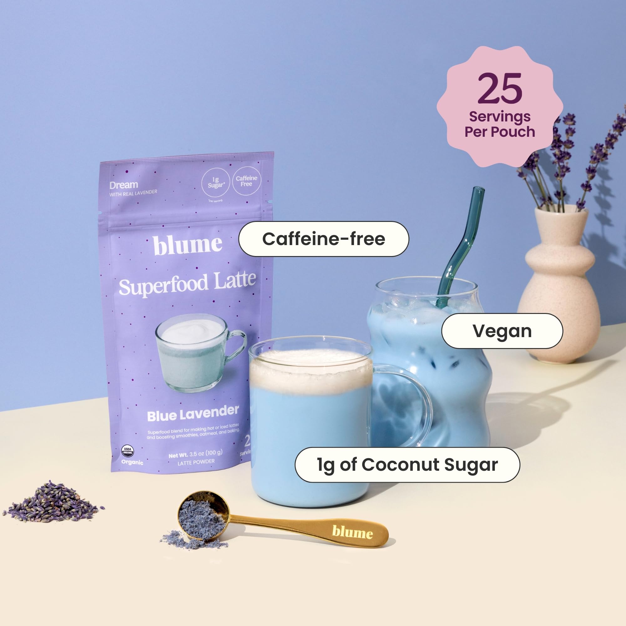 Foto 4 pulgar | Drink Mix Blume Blue Lavender Latte Con Espirulina Azul, 25 Dosis - Venta Internacional.