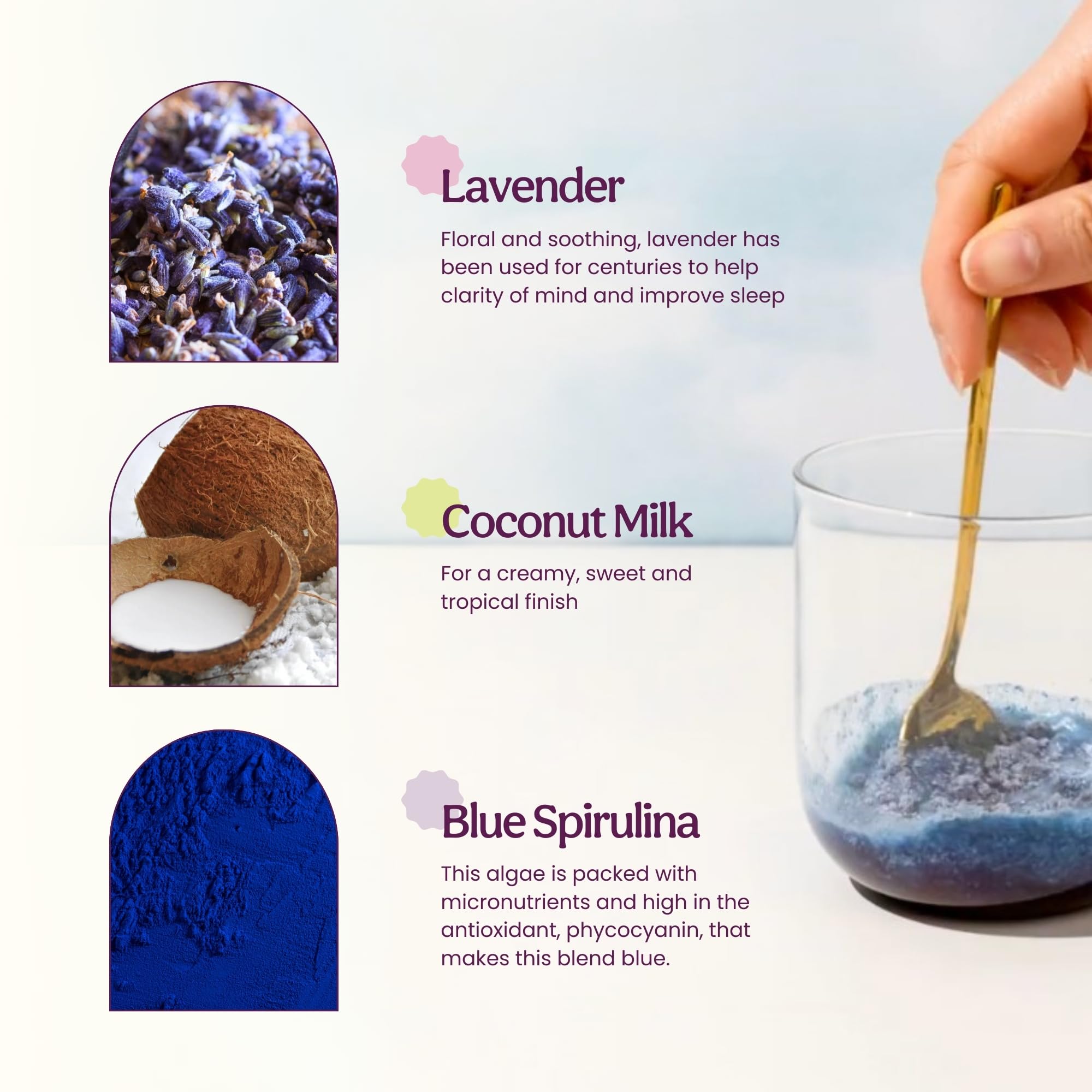Foto 6 pulgar | Drink Mix Blume Blue Lavender Latte Con Espirulina Azul, 25 Dosis - Venta Internacional.