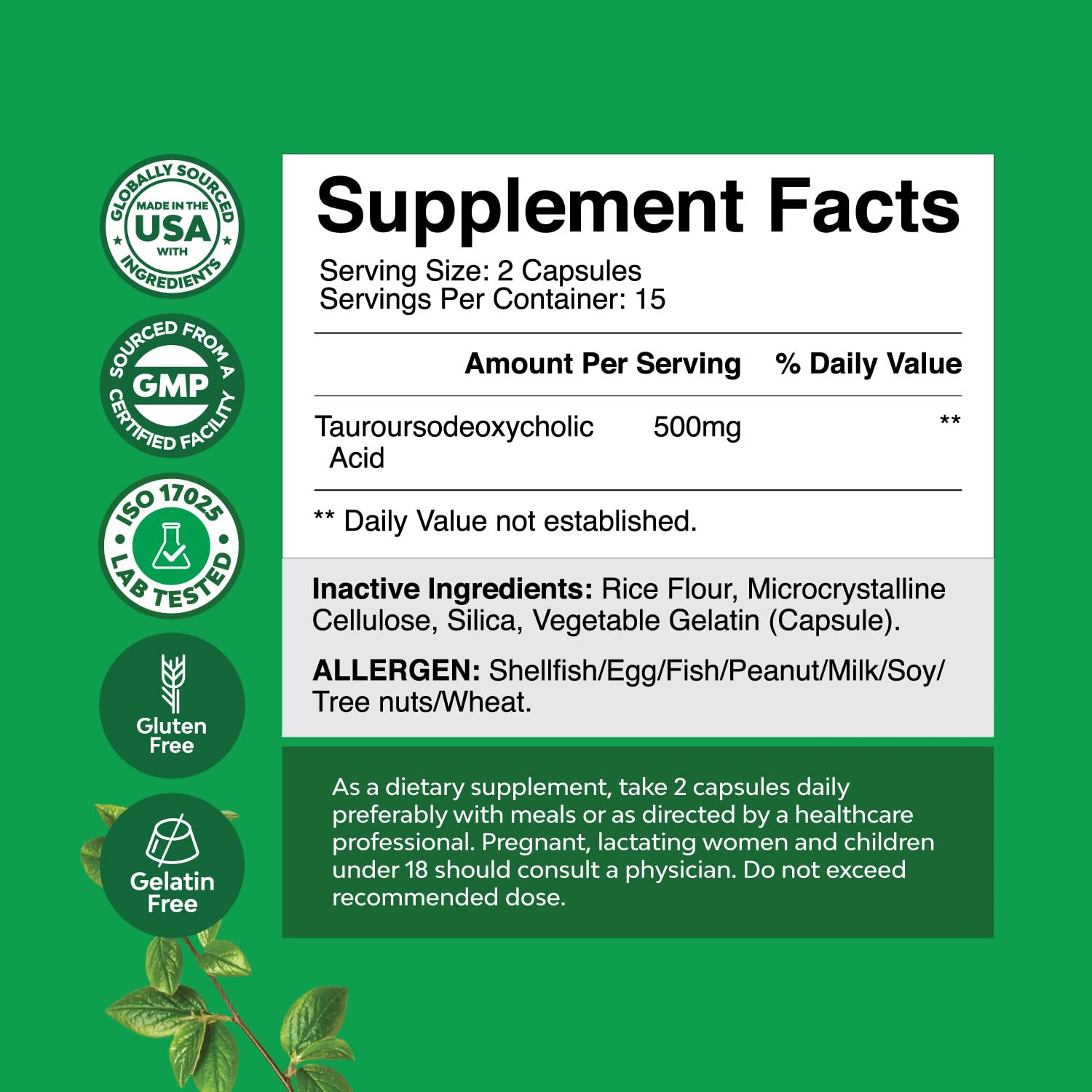 Foto 3 pulgar | Suplemento De Sal Biliar Avanzada Tudca De Natures Craft, 500 Mg - Venta Internacional.