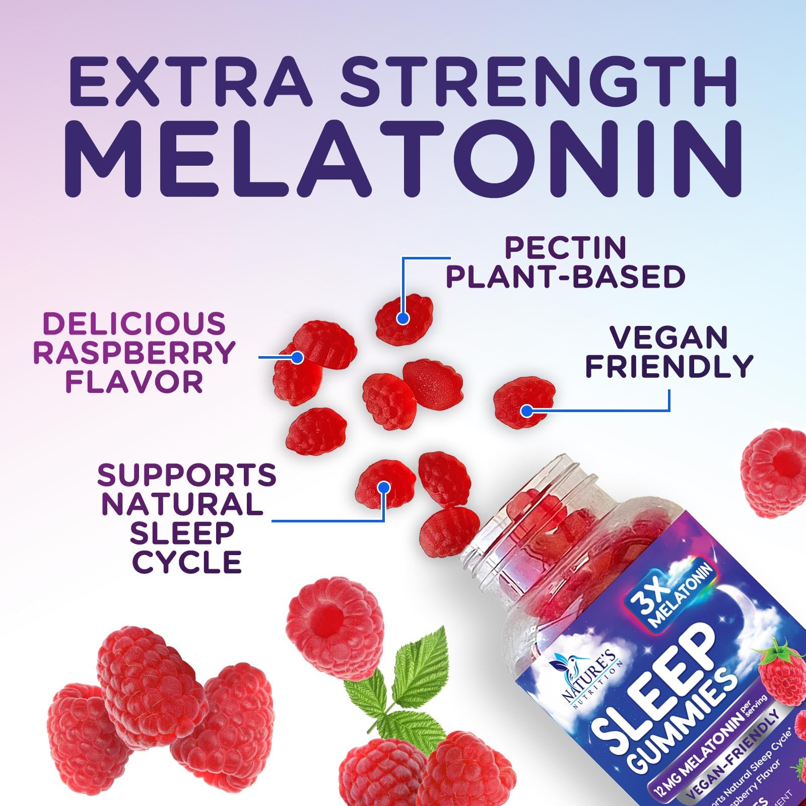 Foto 3 | Sleep Gummies Nature's Nutrition Con 12 Mg De Melatonina 120 Gomitas - Venta Internacional.