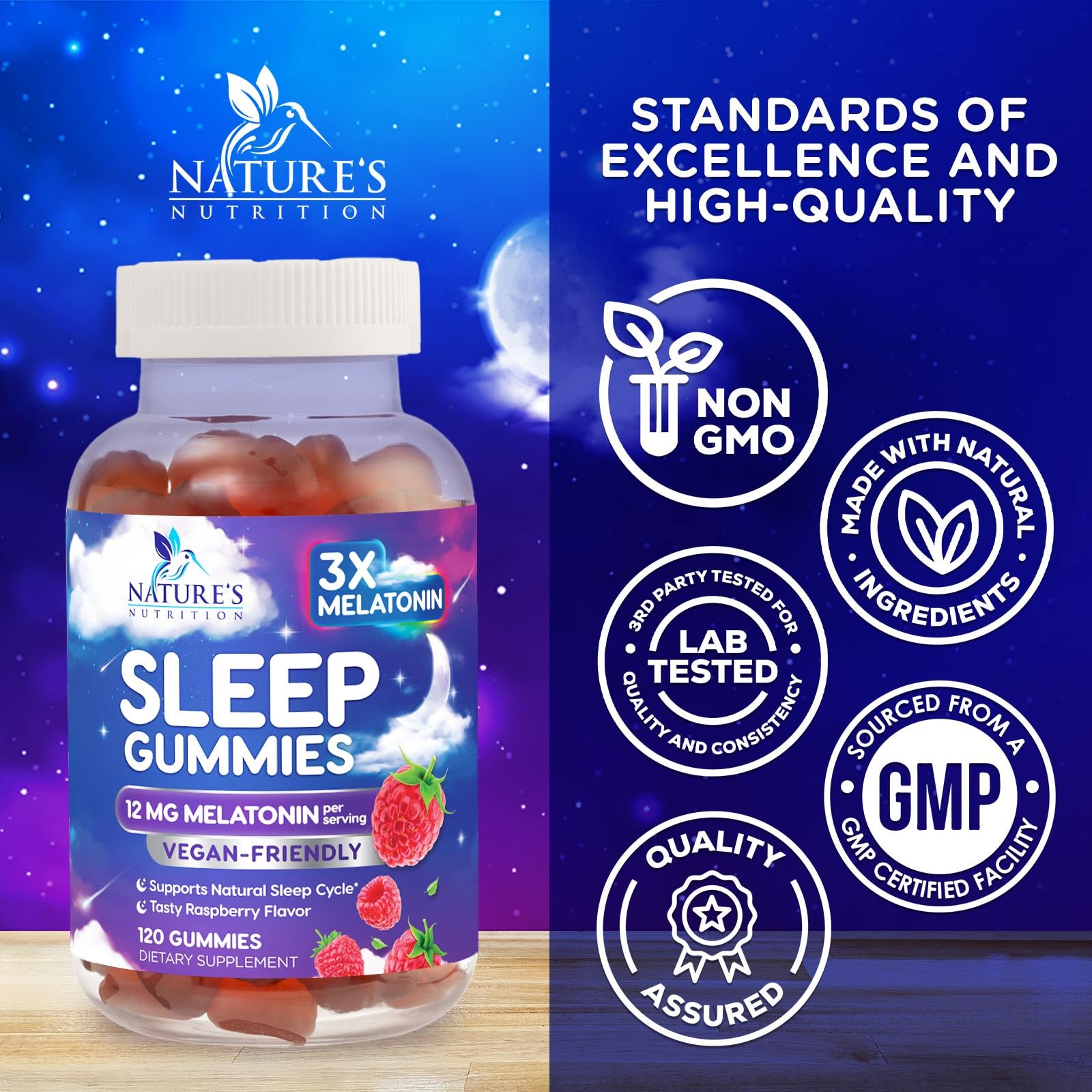 Foto 5 pulgar | Sleep Gummies Nature's Nutrition Con 12 Mg De Melatonina 120 Gomitas - Venta Internacional.