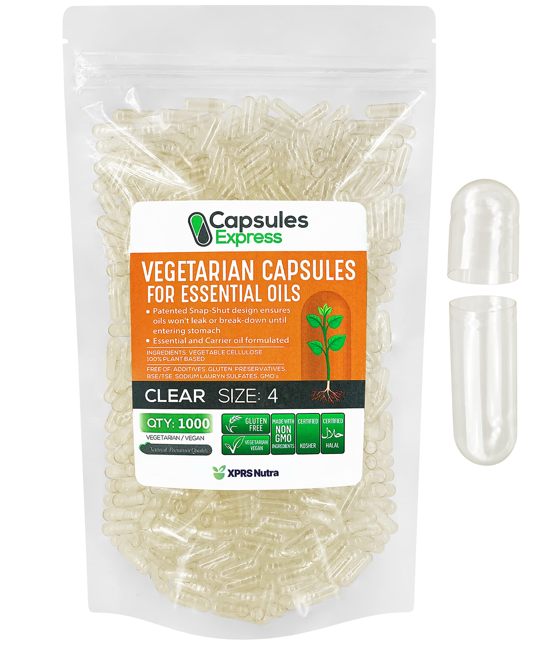 Foto 1 | Cápsulas Veganas Vacías Xprs Nutra Tamaño 4, 1000 Unidades - Venta Internacional.