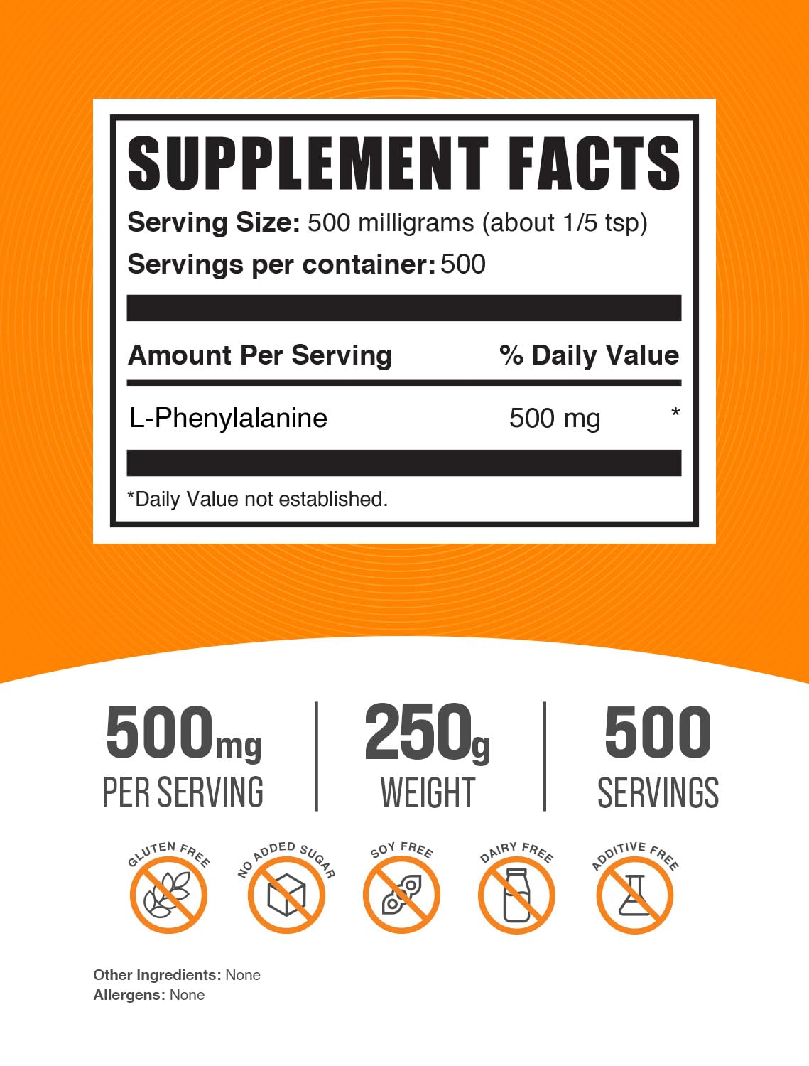 Foto 3 pulgar | Supplement Bulksupplements.com L-fenilalanina En Polvo 250 G - Venta Internacional.