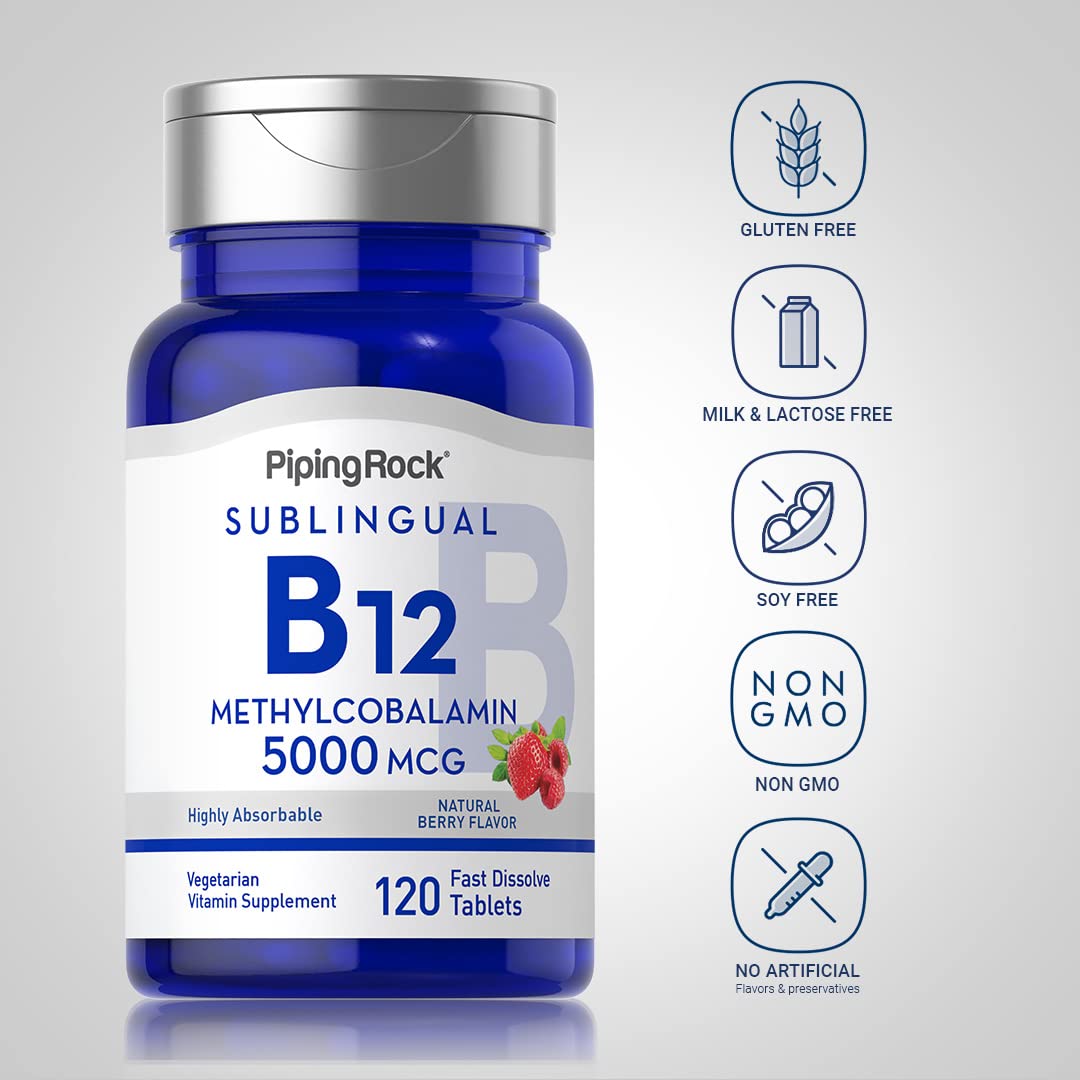 Foto 4 pulgar | Suplemento Piping Rock De Vitamina B12, 5000 Mcg, 120 Comprimidos - Venta Internacional.