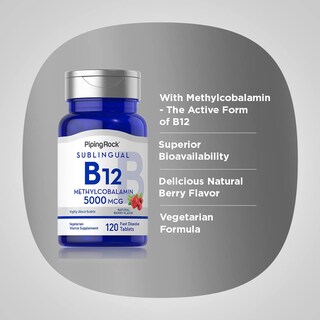 Foto 4 | Suplemento Piping Rock De Vitamina B12, 5000 Mcg, 120 Comprimidos - Venta Internacional.