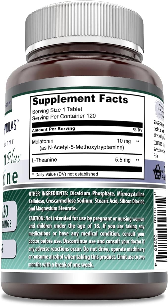 Foto 3 pulgar | Suplemento Amazing Formulas Melatonina 10 Mg + L-teanina 5.5 Mg - Venta Internacional.