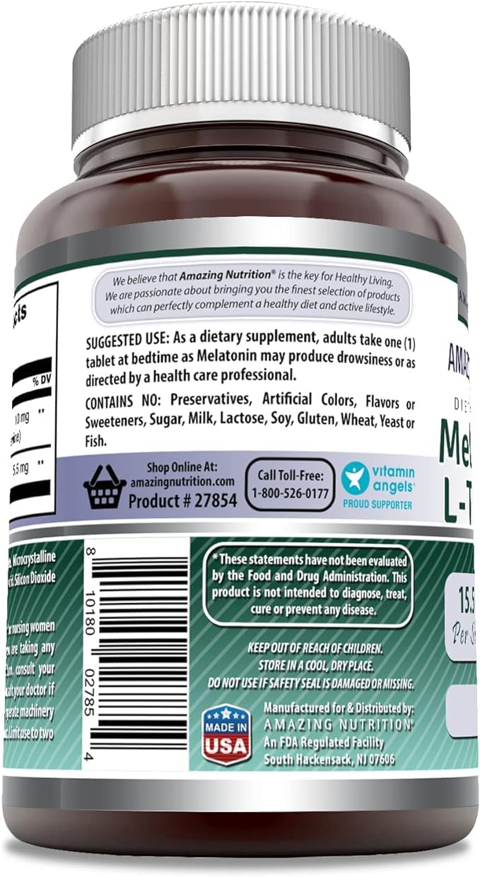 Foto 4 pulgar | Suplemento Amazing Formulas Melatonina 10 Mg + L-teanina 5.5 Mg - Venta Internacional.