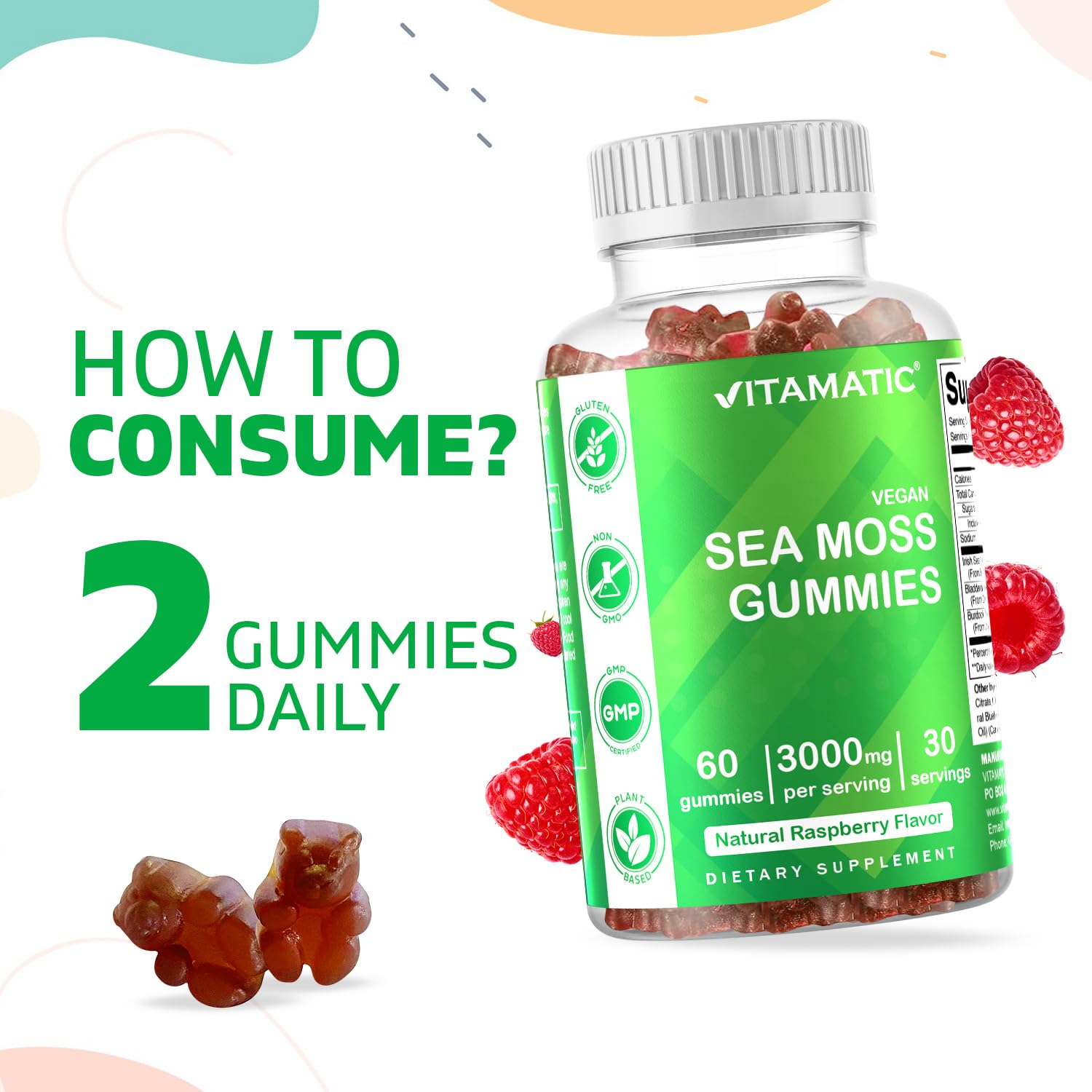 Foto 4 | Suplemento Vitamático De Gomitas Irlandesas De Musgo Marino, 3000 Mg, 60% Veganas - Venta Internacional.
