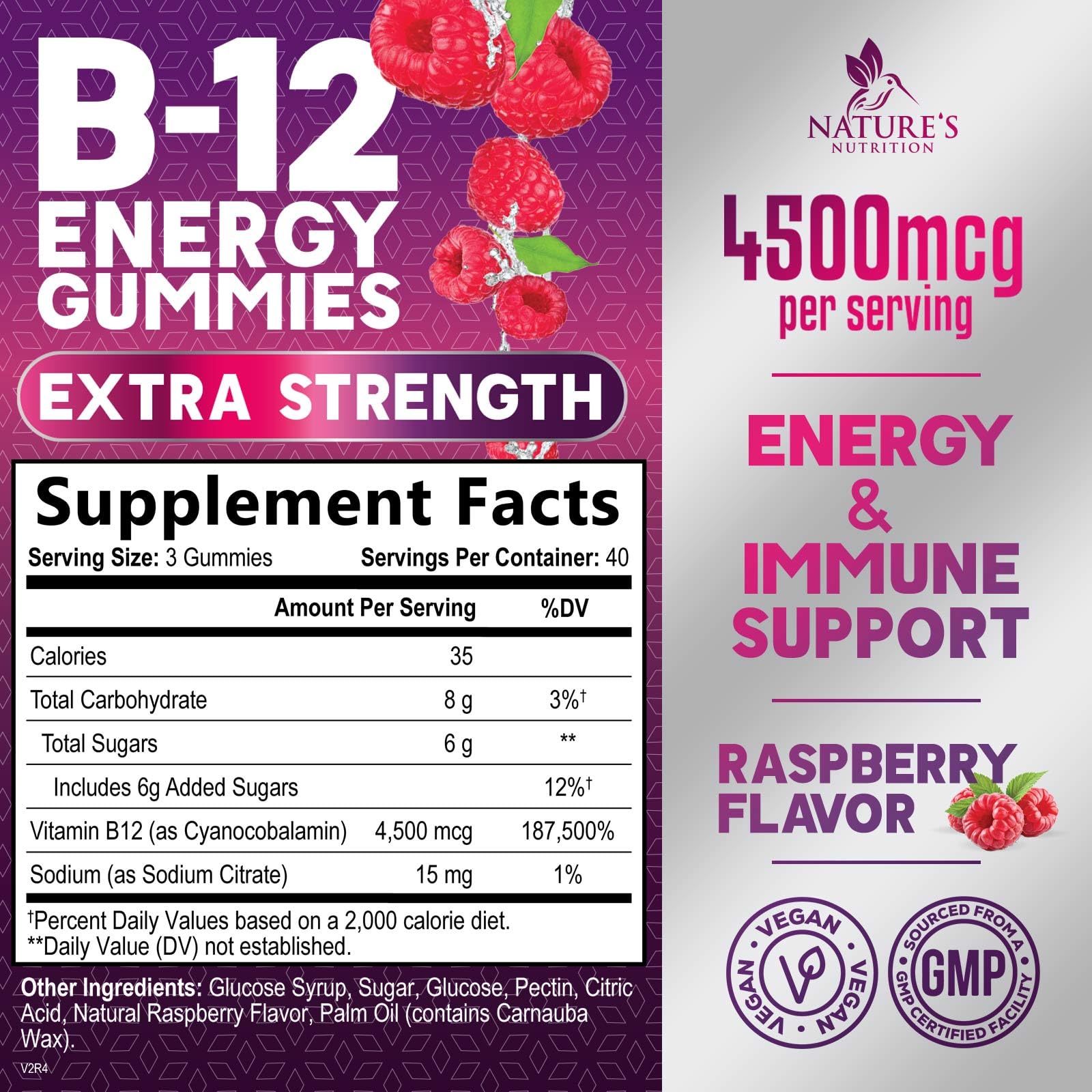 Foto 3 pulgar | Gomitas Energéticas Con Vitamina B12 Nature's Nutrition, 4500 Mcg, 120 Unidades - Venta Internacional.