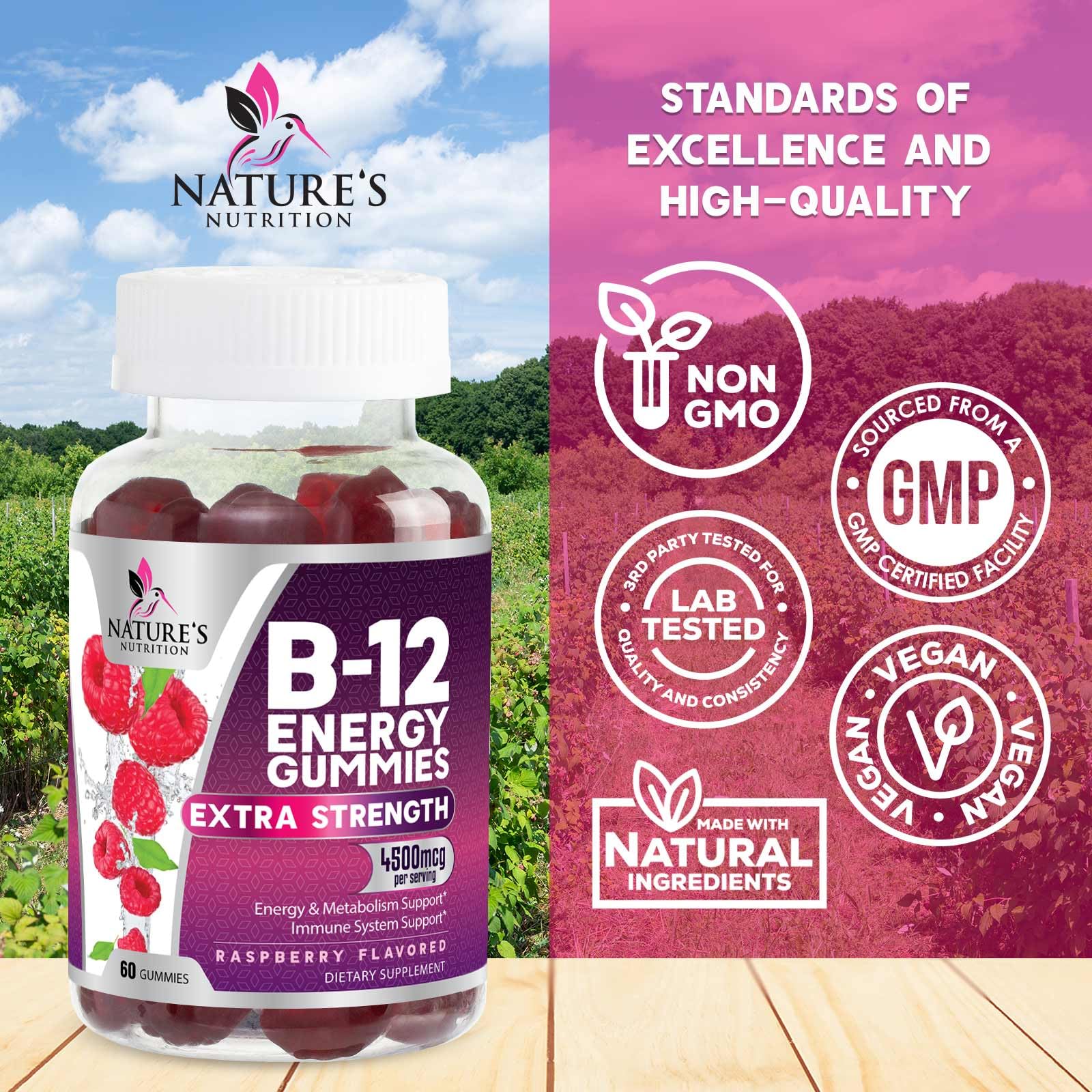 Foto 5 pulgar | Gomitas Energéticas Con Vitamina B12 Nature's Nutrition, 4500 Mcg, 120 Unidades - Venta Internacional.