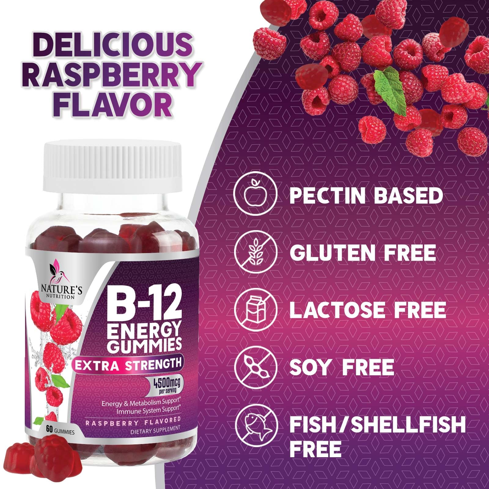 Foto 6 | Gomitas Energéticas Con Vitamina B12 Nature's Nutrition, 4500 Mcg, 120 Unidades - Venta Internacional.