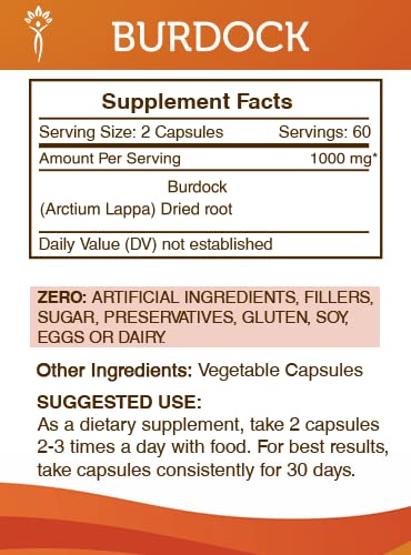 Foto 4 pulgar | Suplemento Secrets Of The Tribe Burdock 120 Cápsulas 1000 Mg - Venta Internacional.