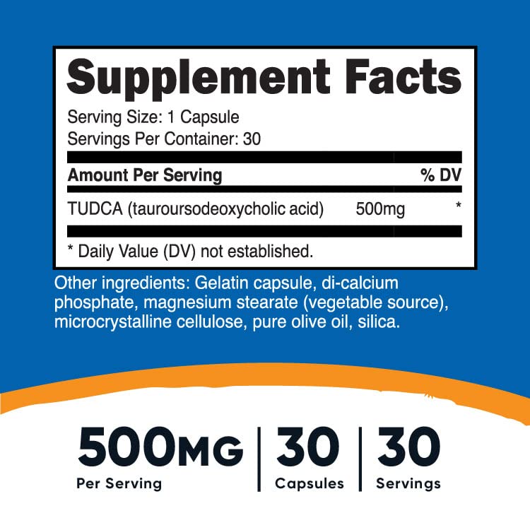 Foto 3 pulgar | Suplemento Nutricost Tudca 500 Mg 30 Cápsulas De Ácido Tauroursodesoxicólico - Venta Internacional.
