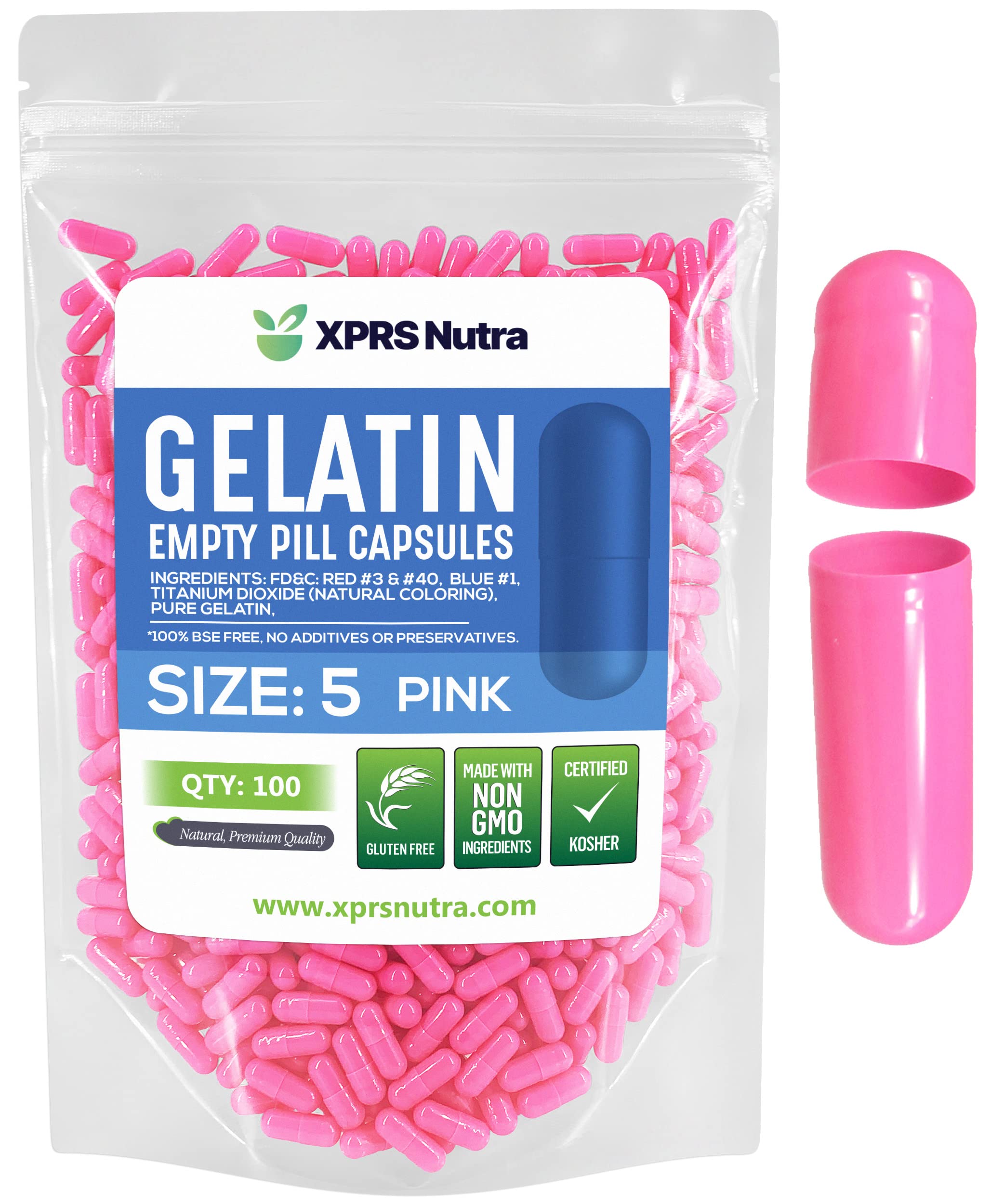 Foto 2 pulgar | Cápsulas Vacías Xprs Nutra, Tamaño 5, 100 Unidades, Gelatina Rosa - Venta Internacional.