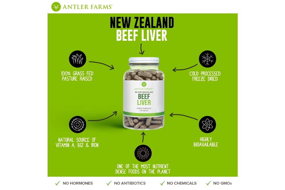 Foto 5 pulgar | Suplemento Antler Farms De Hígado De Res 100% Puro De Nueva Zelanda, 180 Cápsulas, 500 Mg - Venta Internacional.