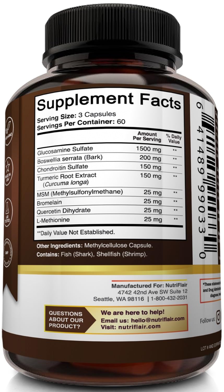 Foto 8 pulgar | Suplemento Para El Bienestar De Las Articulaciones Nutriflair, Glucosamina, 180 Cápsulas - Venta Internacional.