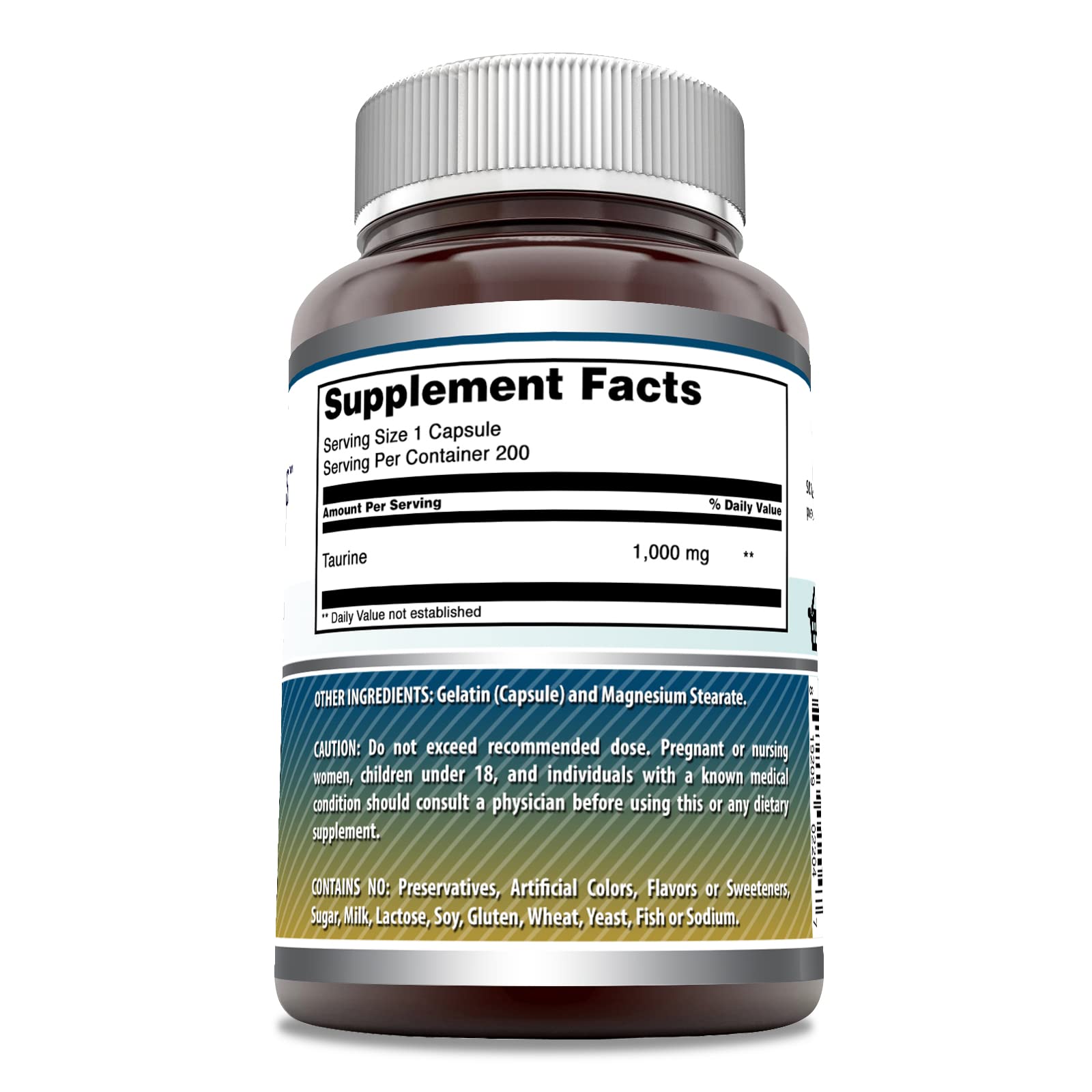 Foto 4 pulgar | Suplemento Amazing Formulas De Taurina 1000 Mg 200 Cápsulas - Venta Internacional.