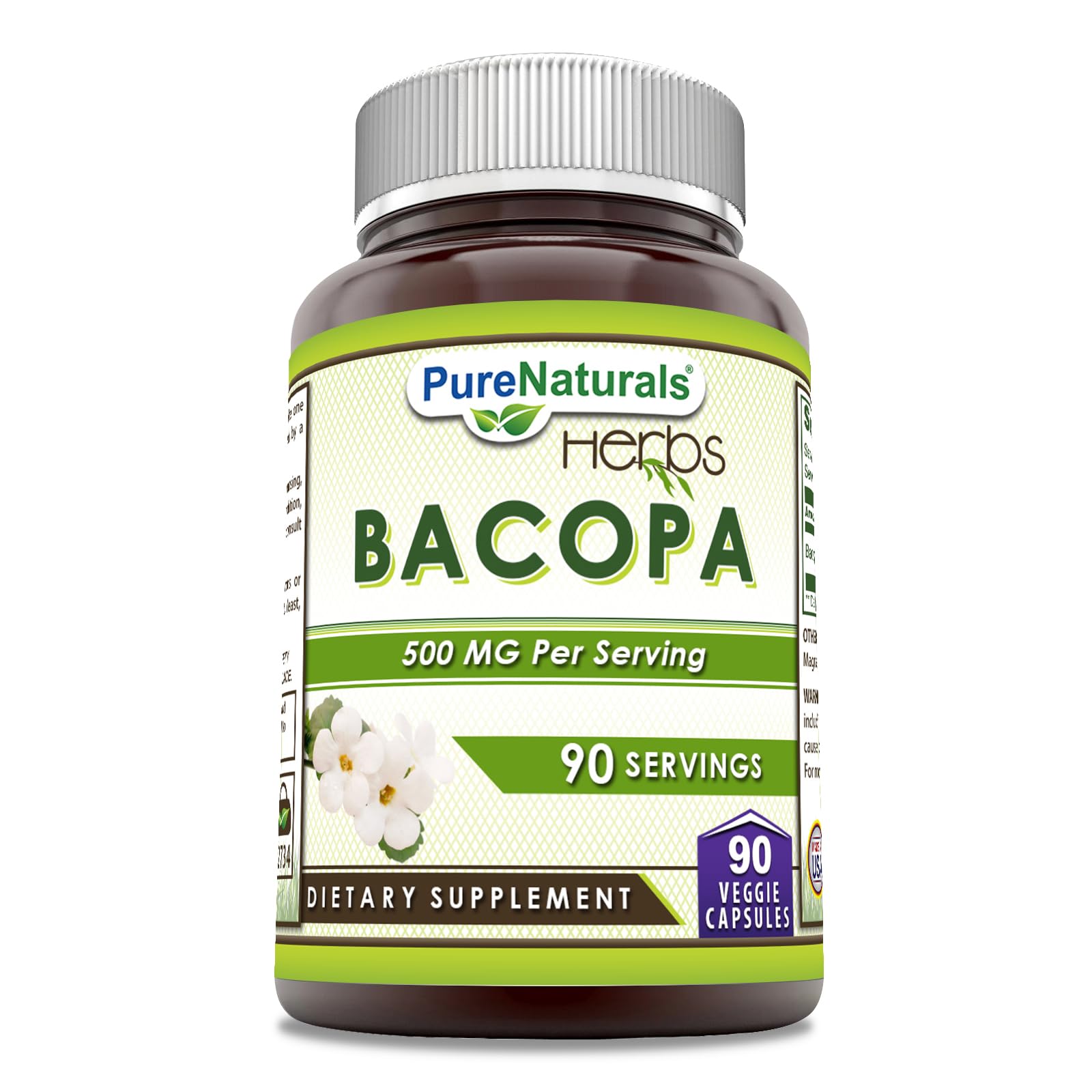 Foto 2 pulgar | Suplemento Pure Naturals Bacopa 500 Mg 90 Cápsulas Vegetarianas - Venta Internacional.