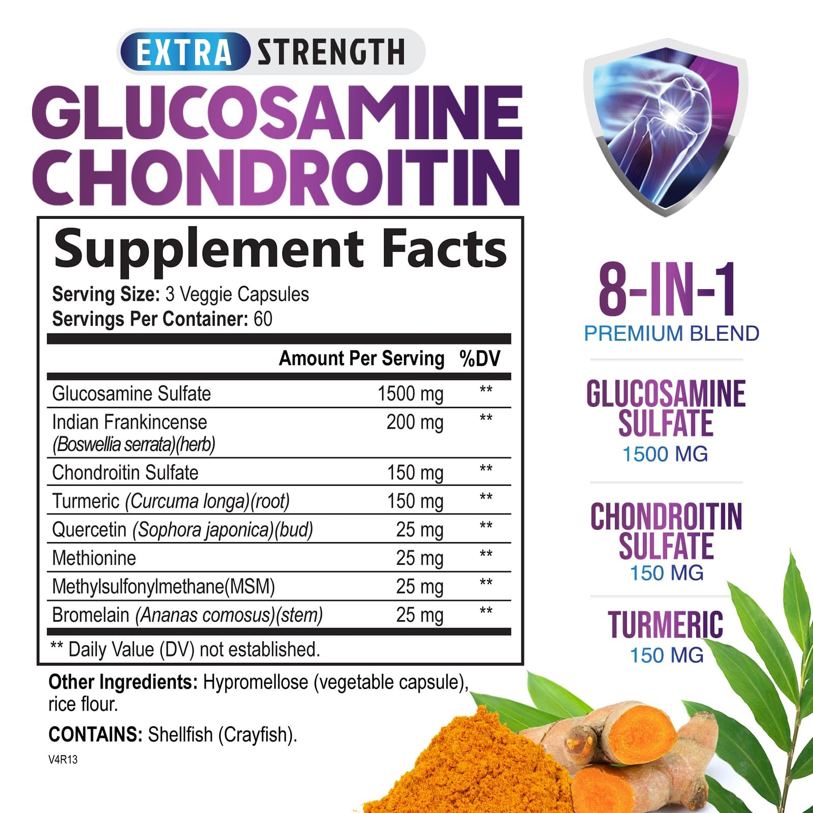 Foto 3 pulgar | Suplemento Health Nutrition Naturals: Glucosamina Y Condroitina - Venta Internacional.