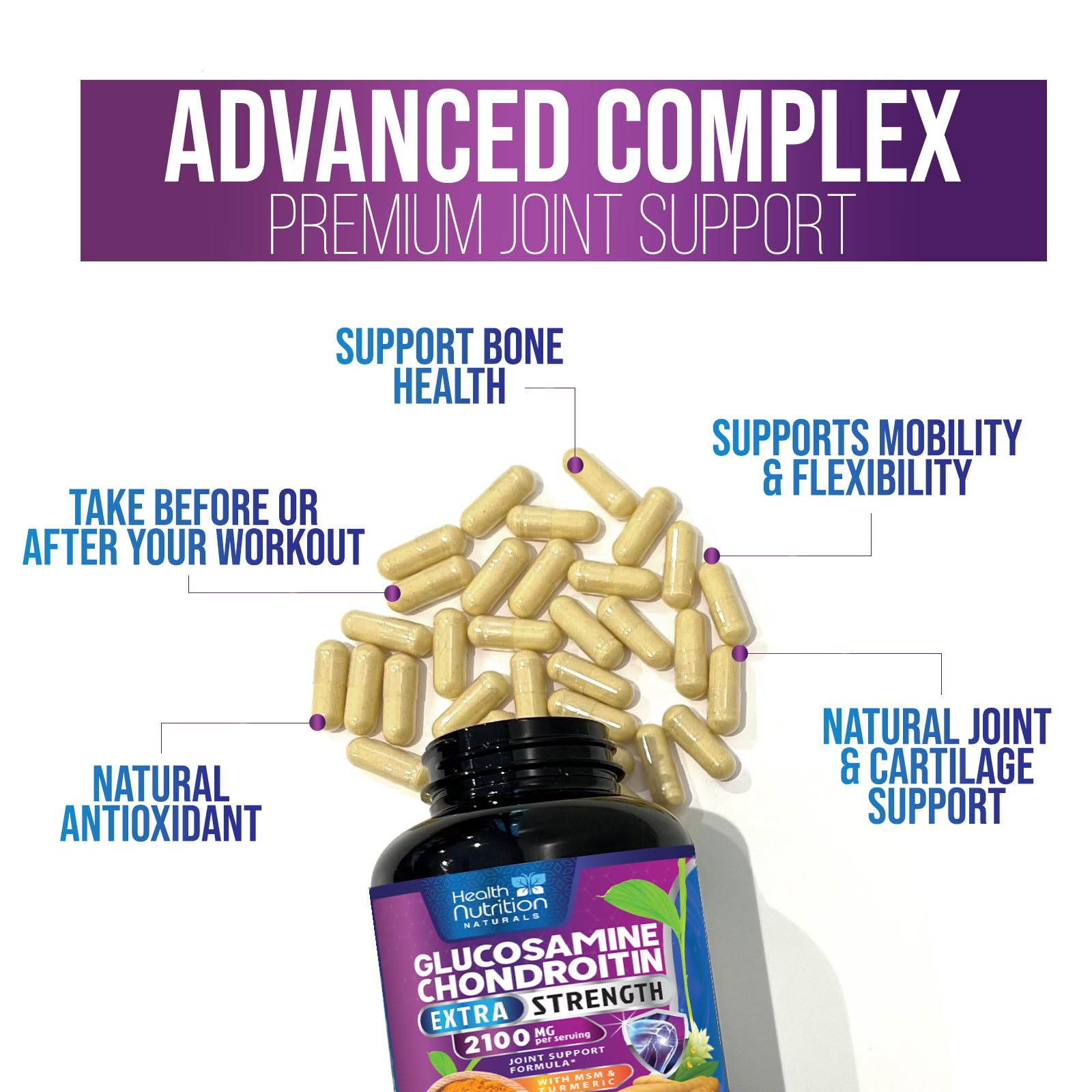 Foto 7 pulgar | Suplemento Health Nutrition Naturals: Glucosamina Y Condroitina - Venta Internacional.