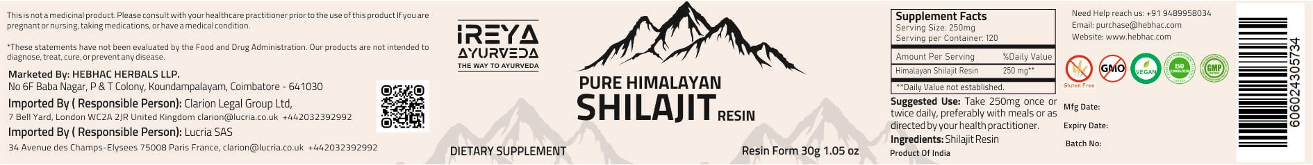Foto 8 pulgar | Suplemento De Resina Ireya Ayurveda Himalaya Shilajit 30 G - Venta Internacional.